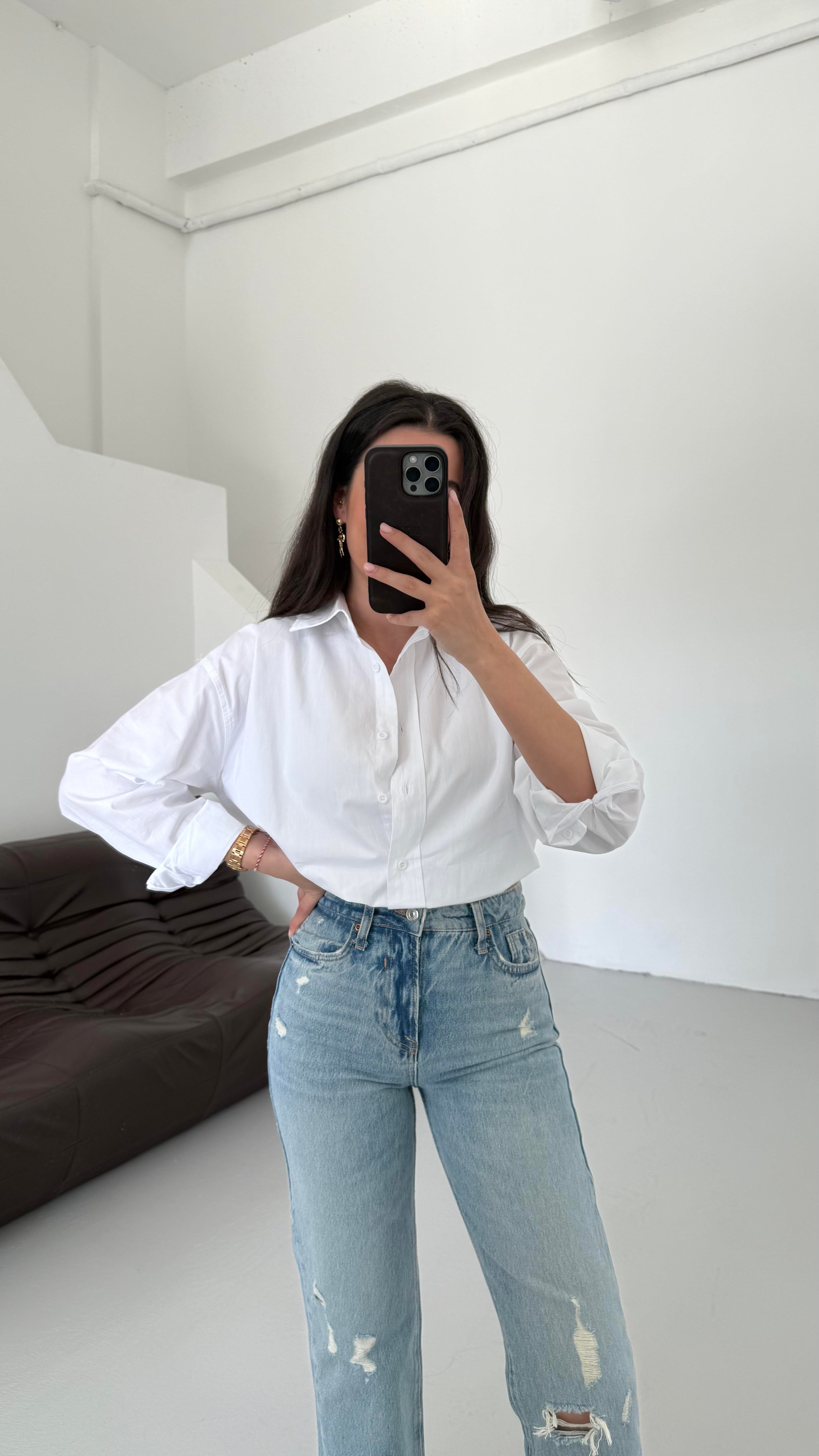 Mad Beyaz Basıc Poplin Gömlek