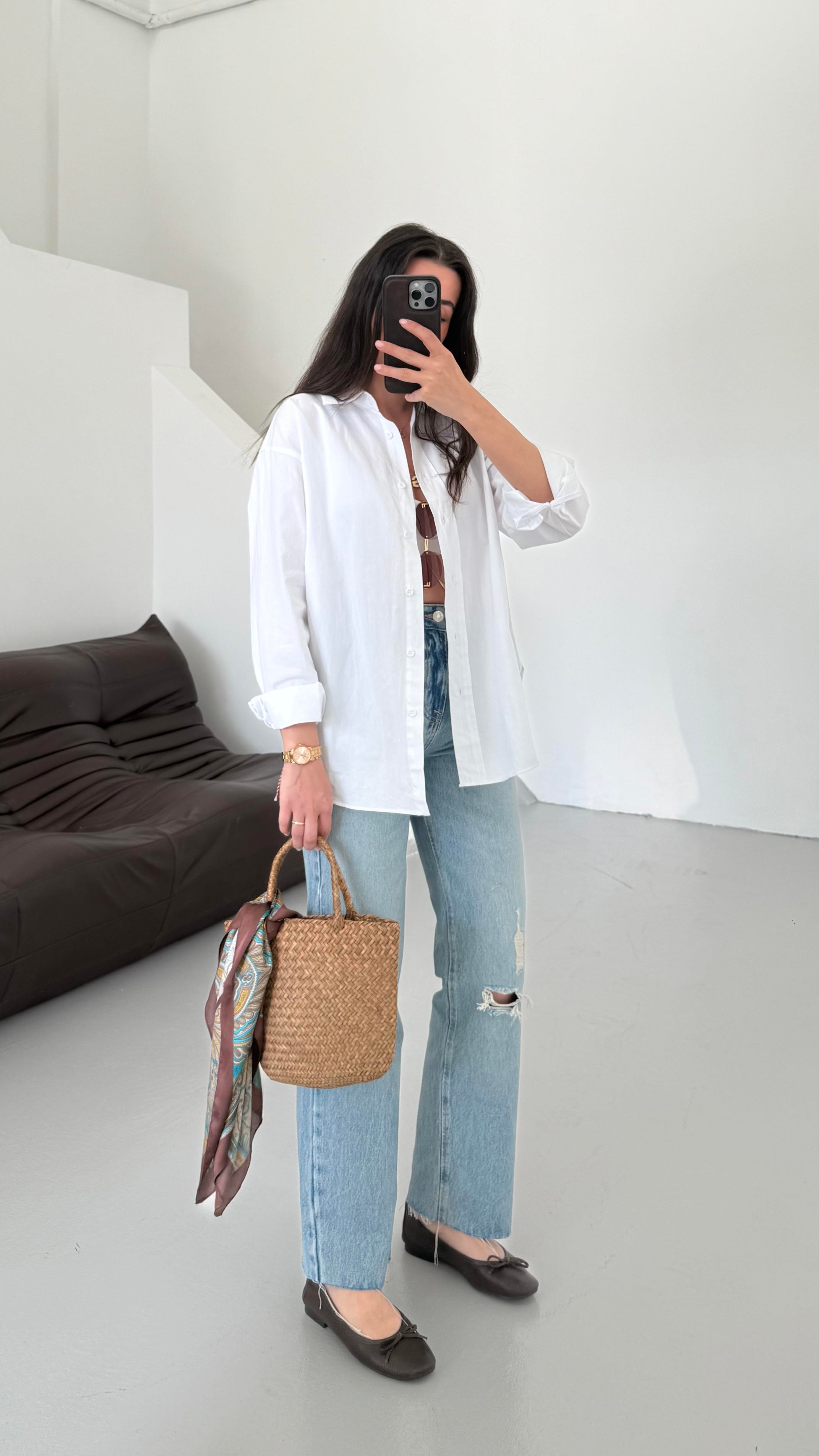 Mad Beyaz Basıc Poplin Gömlek