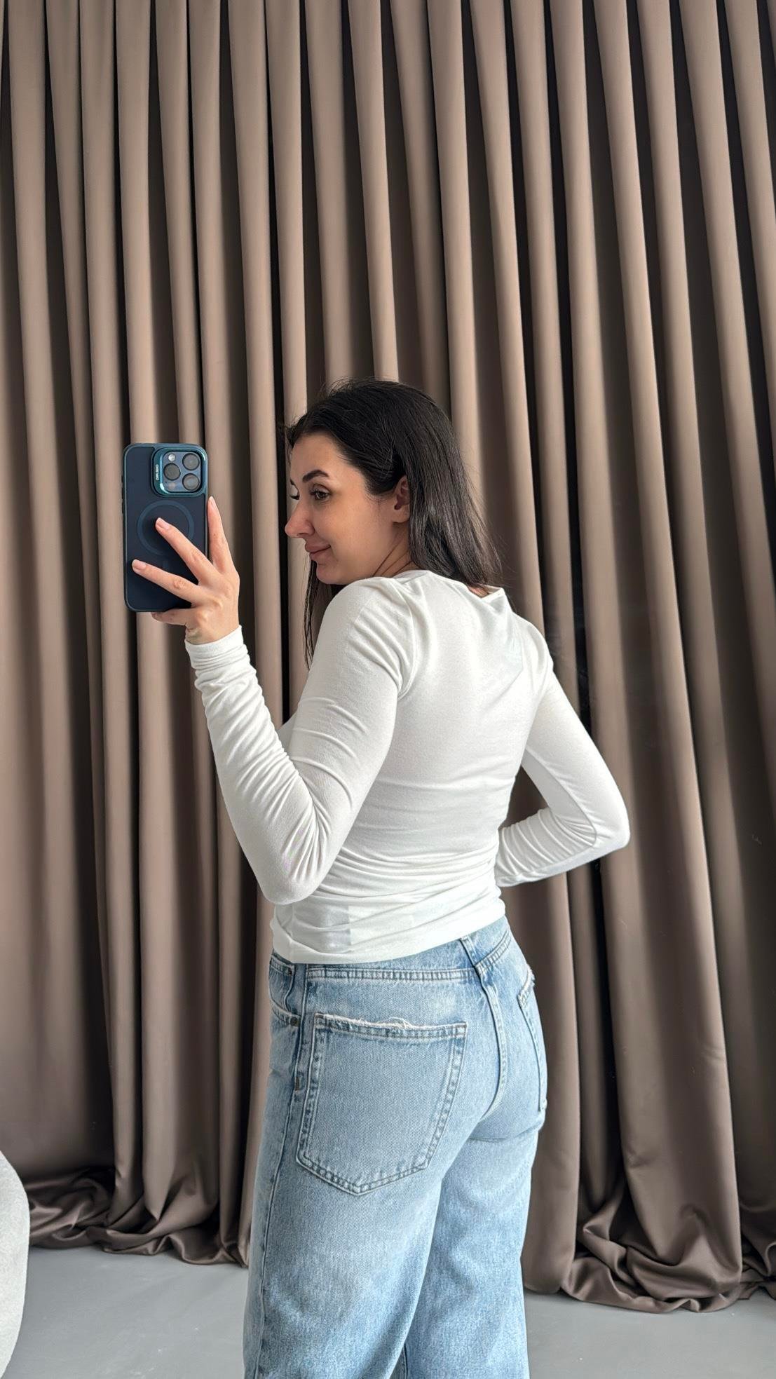 Mad Beyaz Kaşmir Karışımlı Drapeli Bluz