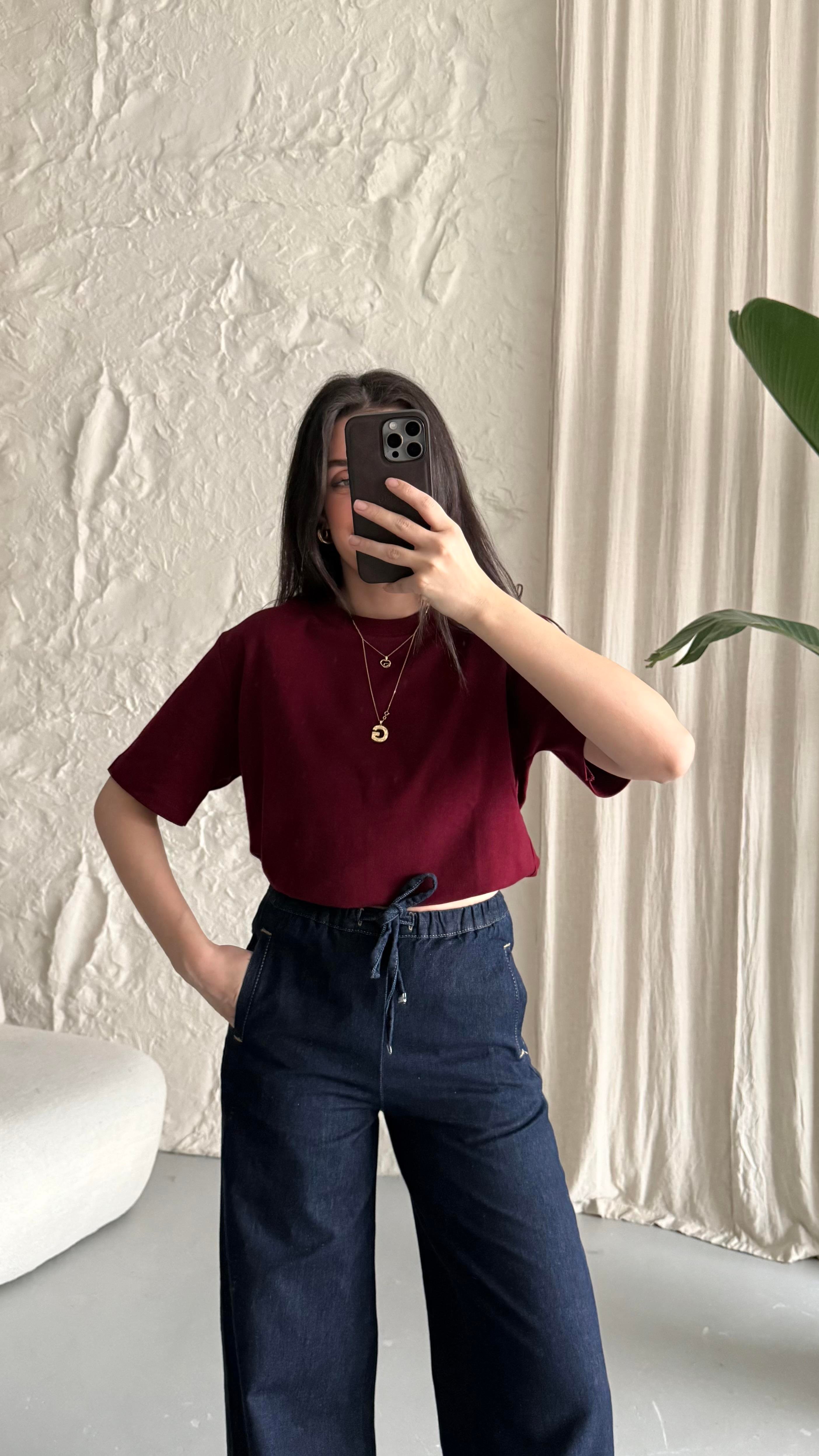 Mad Bordo Basıc Tişört