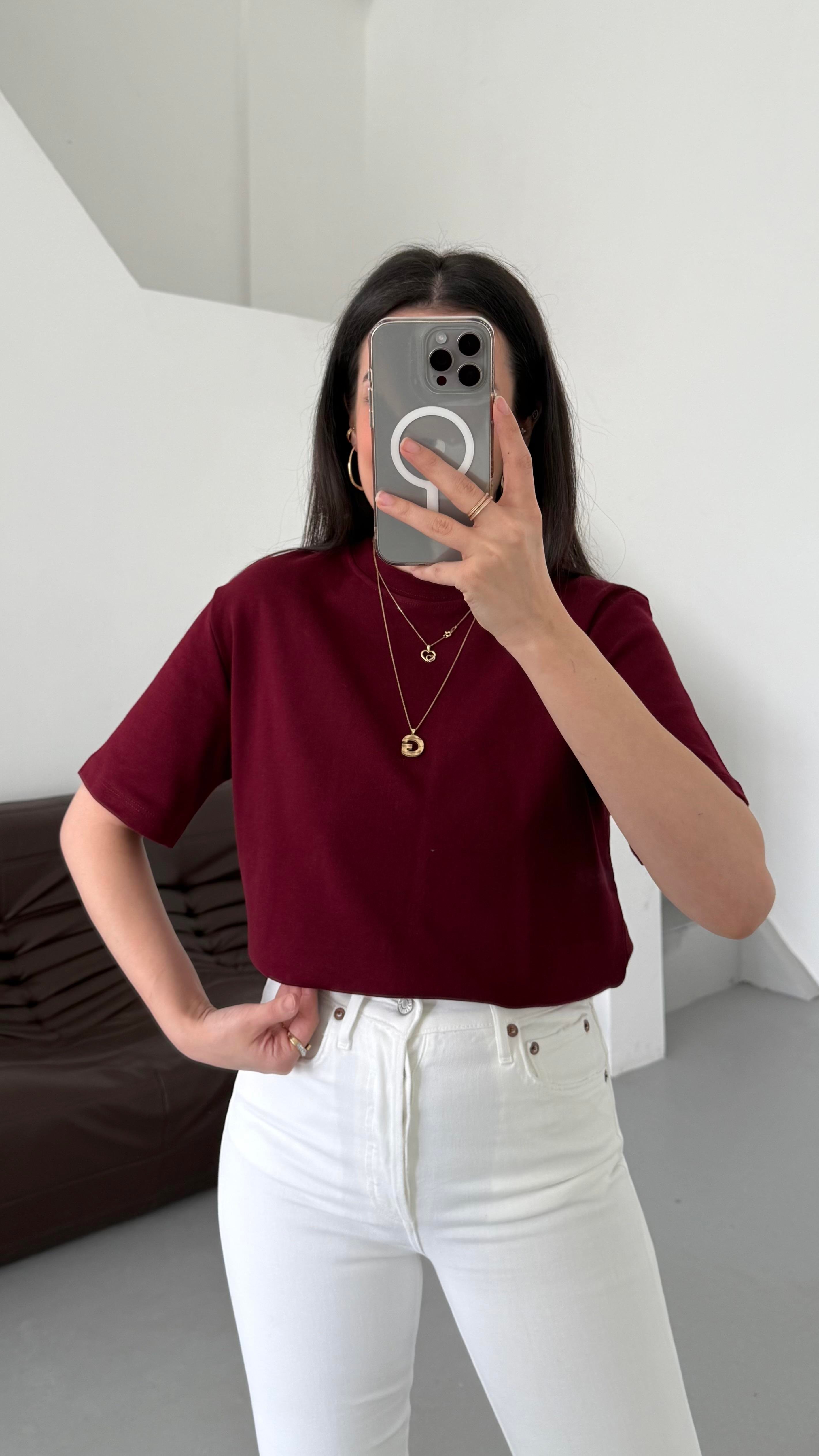 Mad Bordo Basıc Tişört