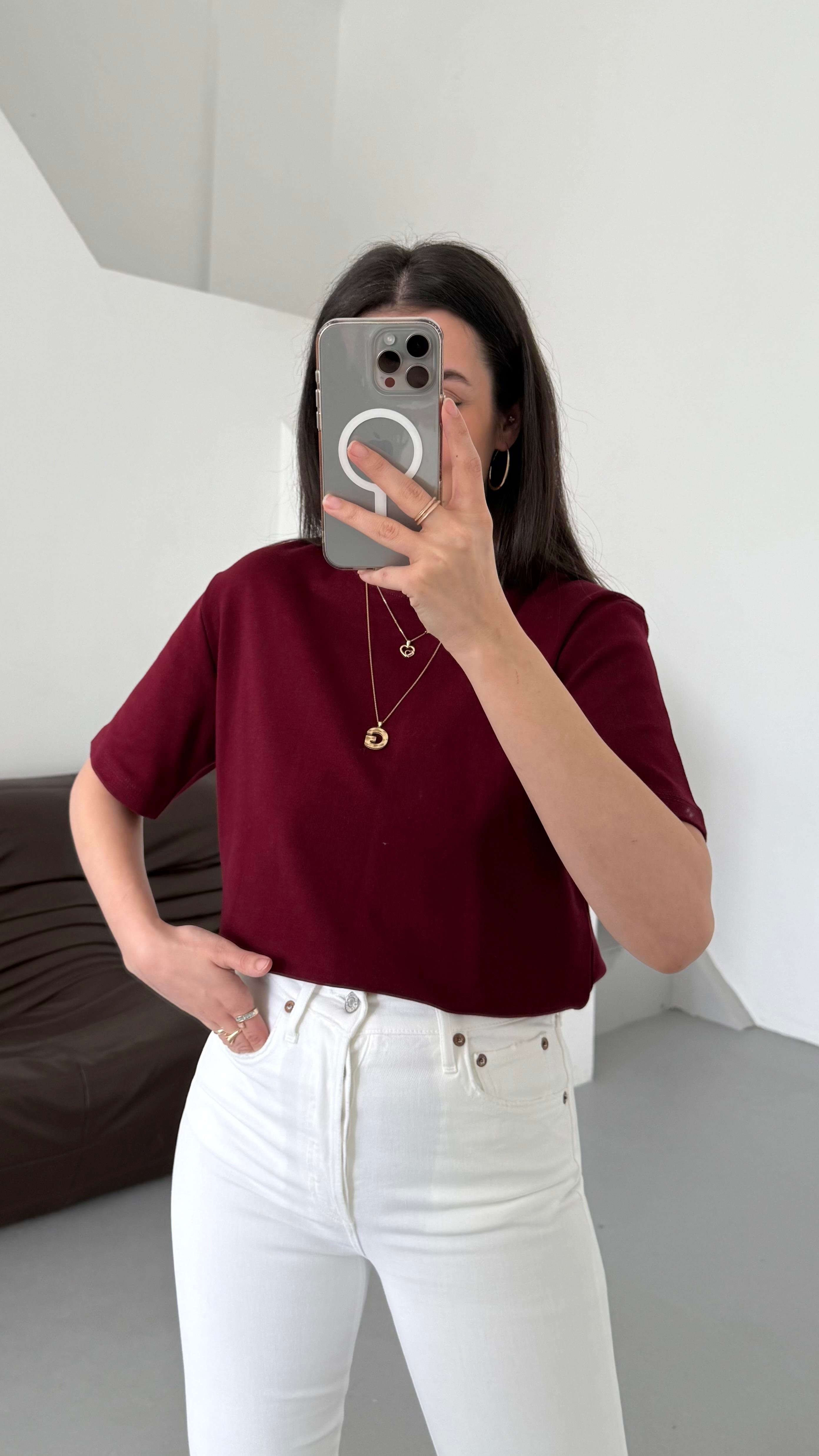 Mad Bordo Basıc Tişört