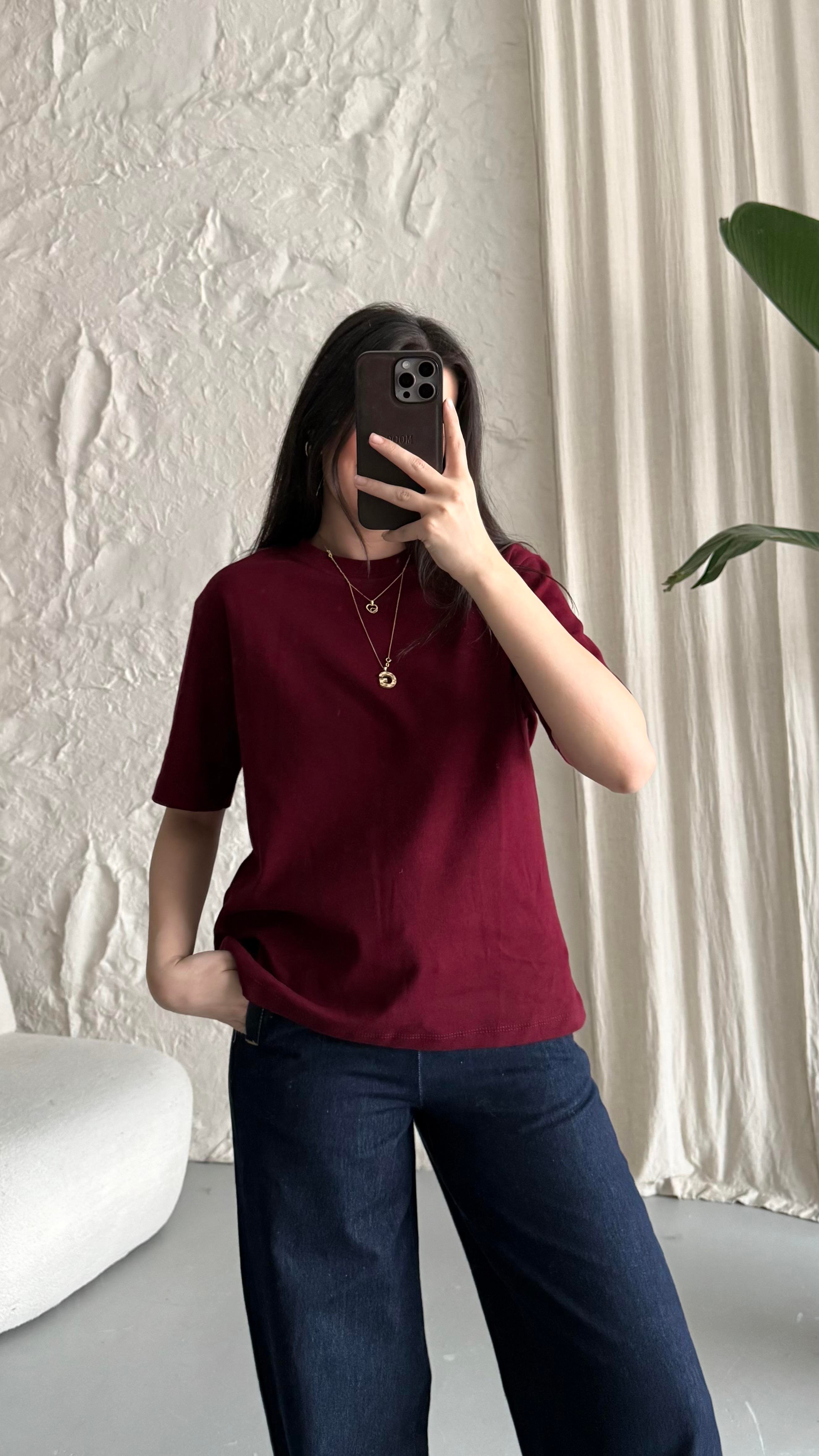 Mad Bordo Basıc Tişört