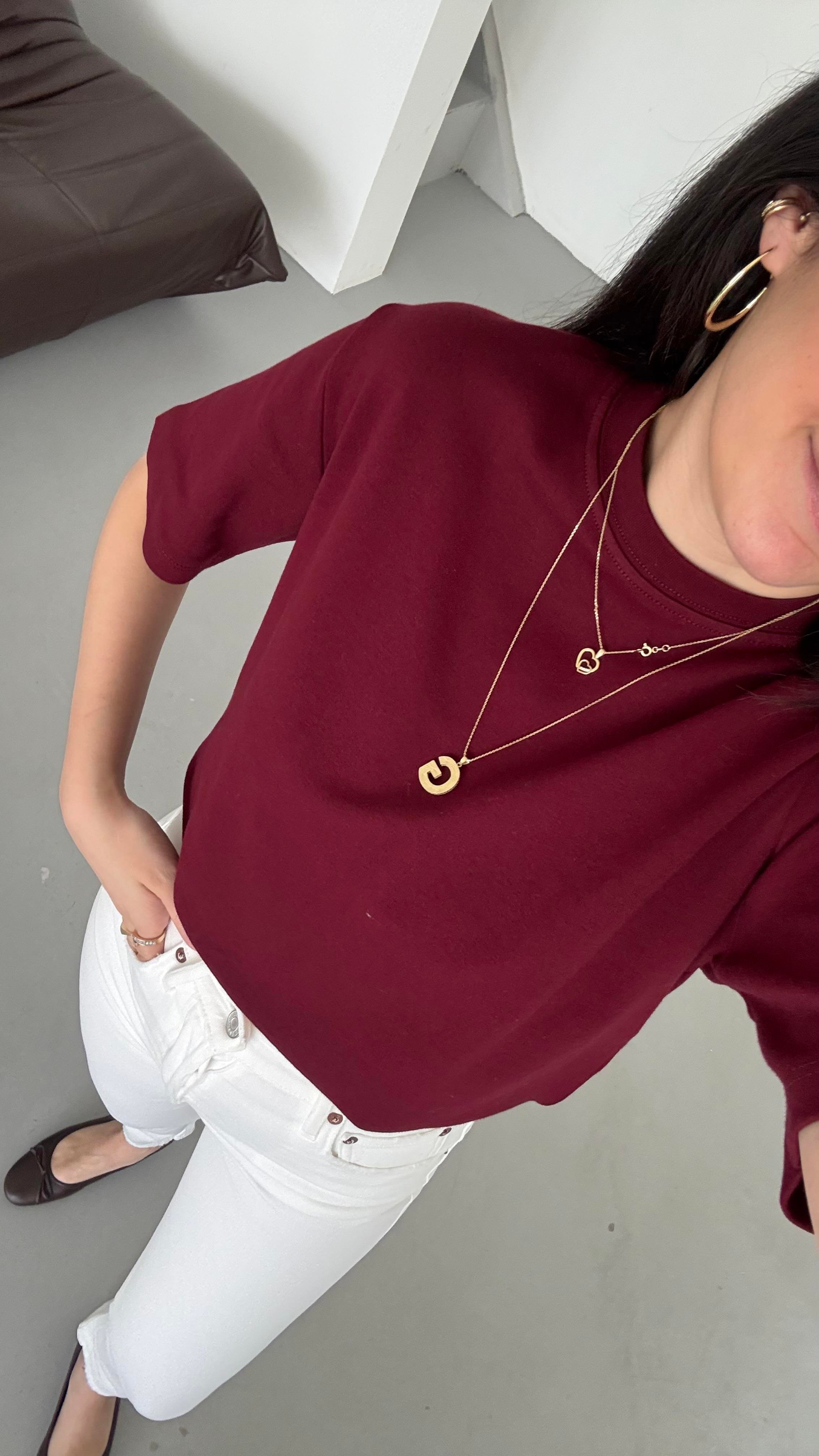 Mad Bordo Basıc Tişört