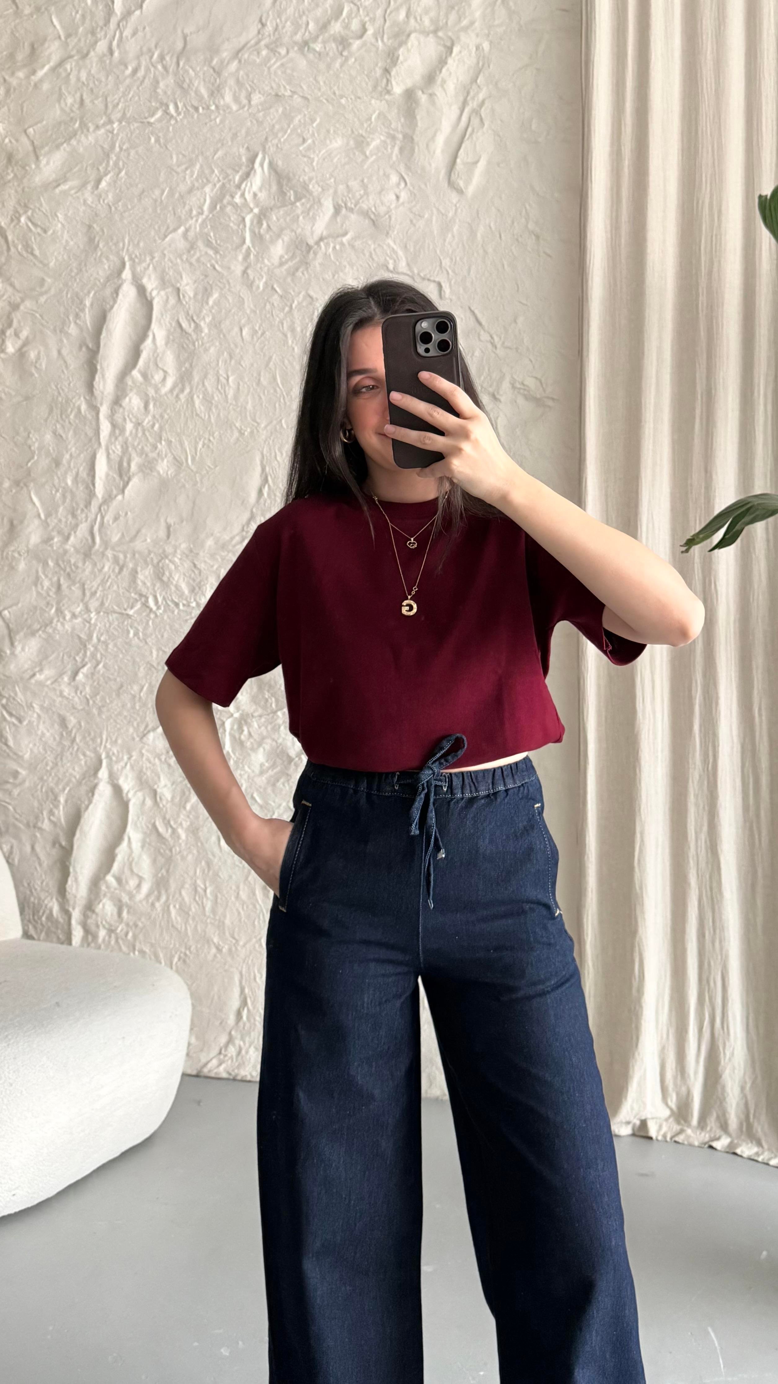 Mad Bordo Basıc Tişört