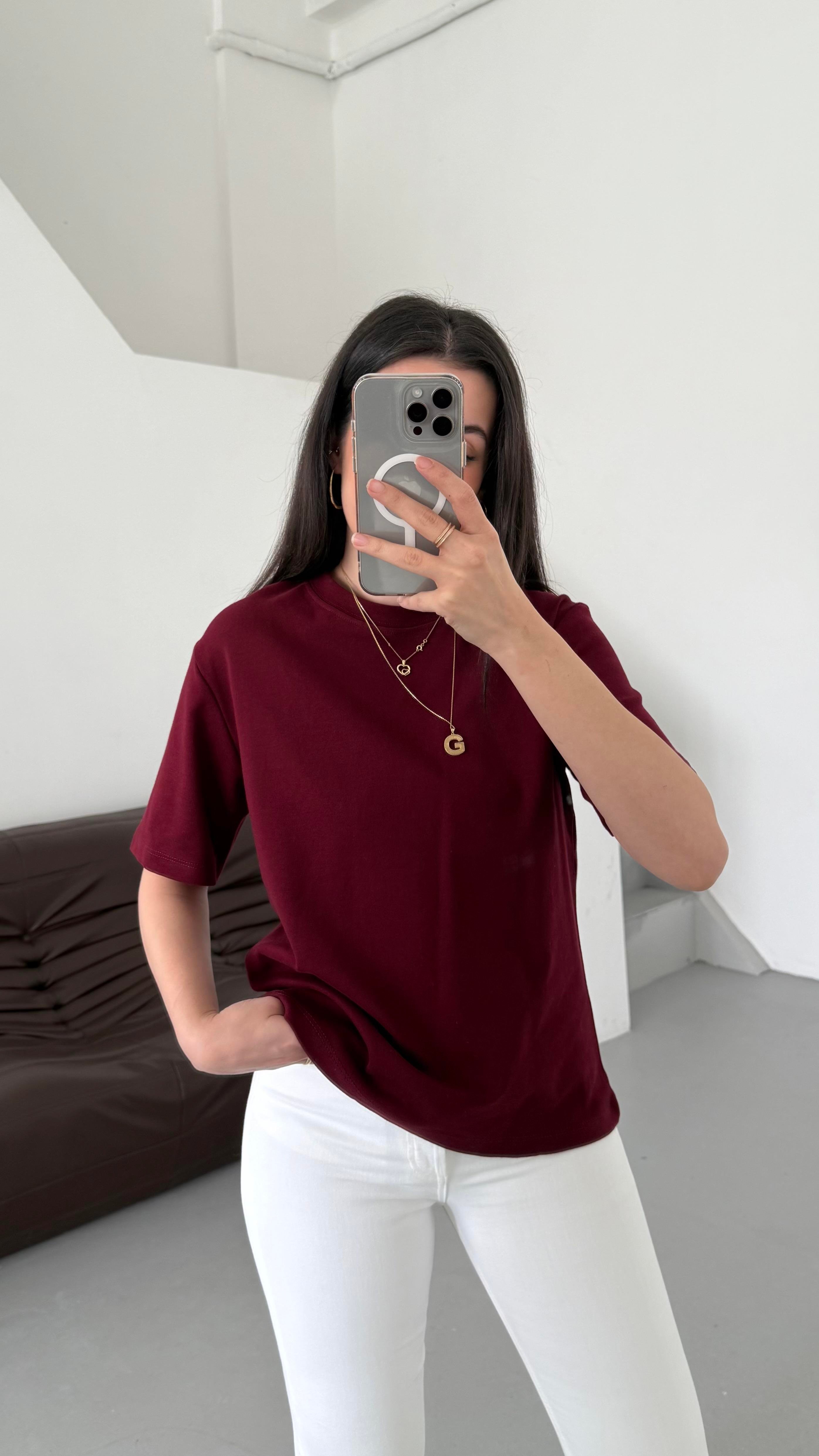 Mad Bordo Basıc Tişört