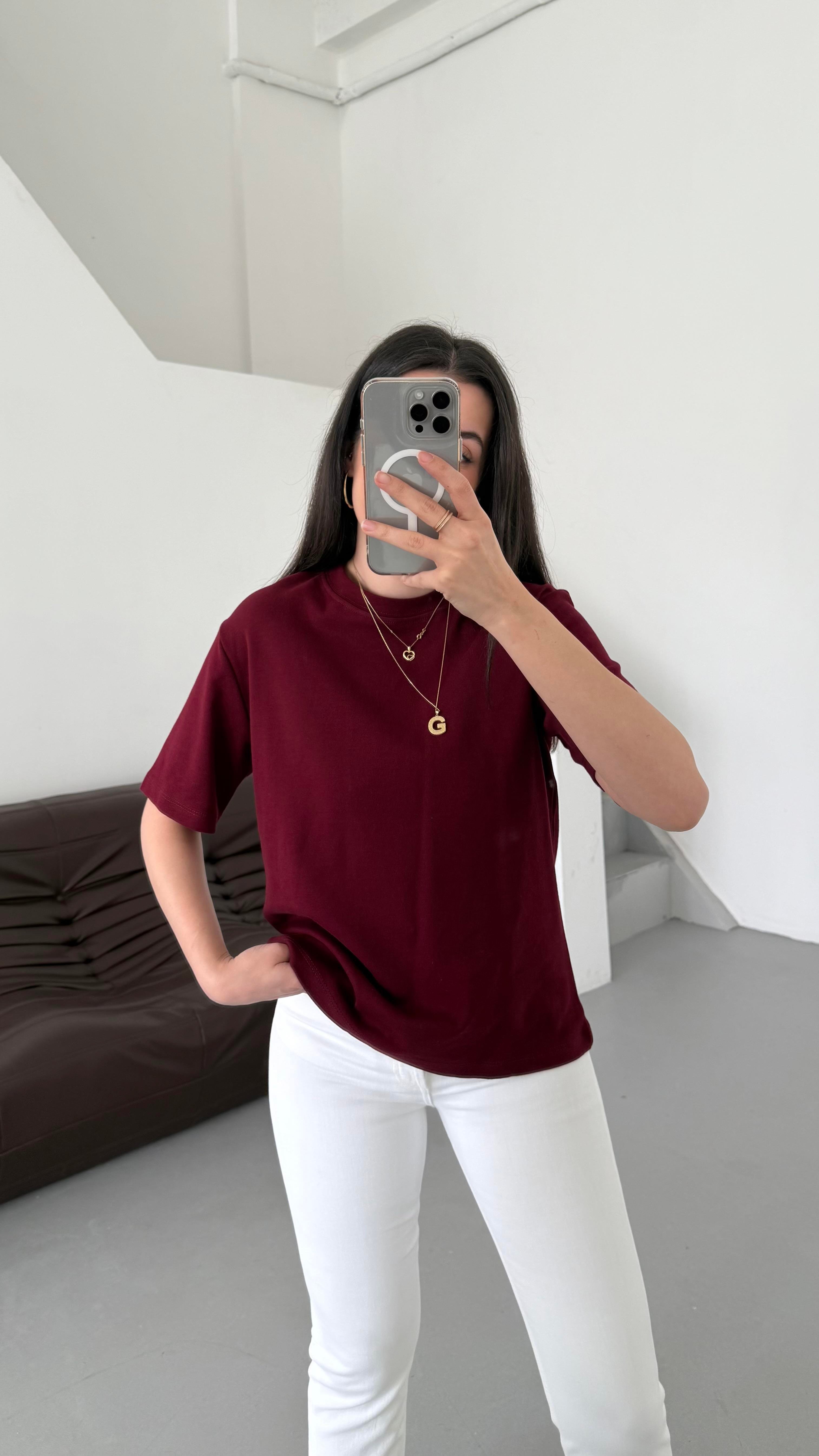 Mad Bordo Basıc Tişört