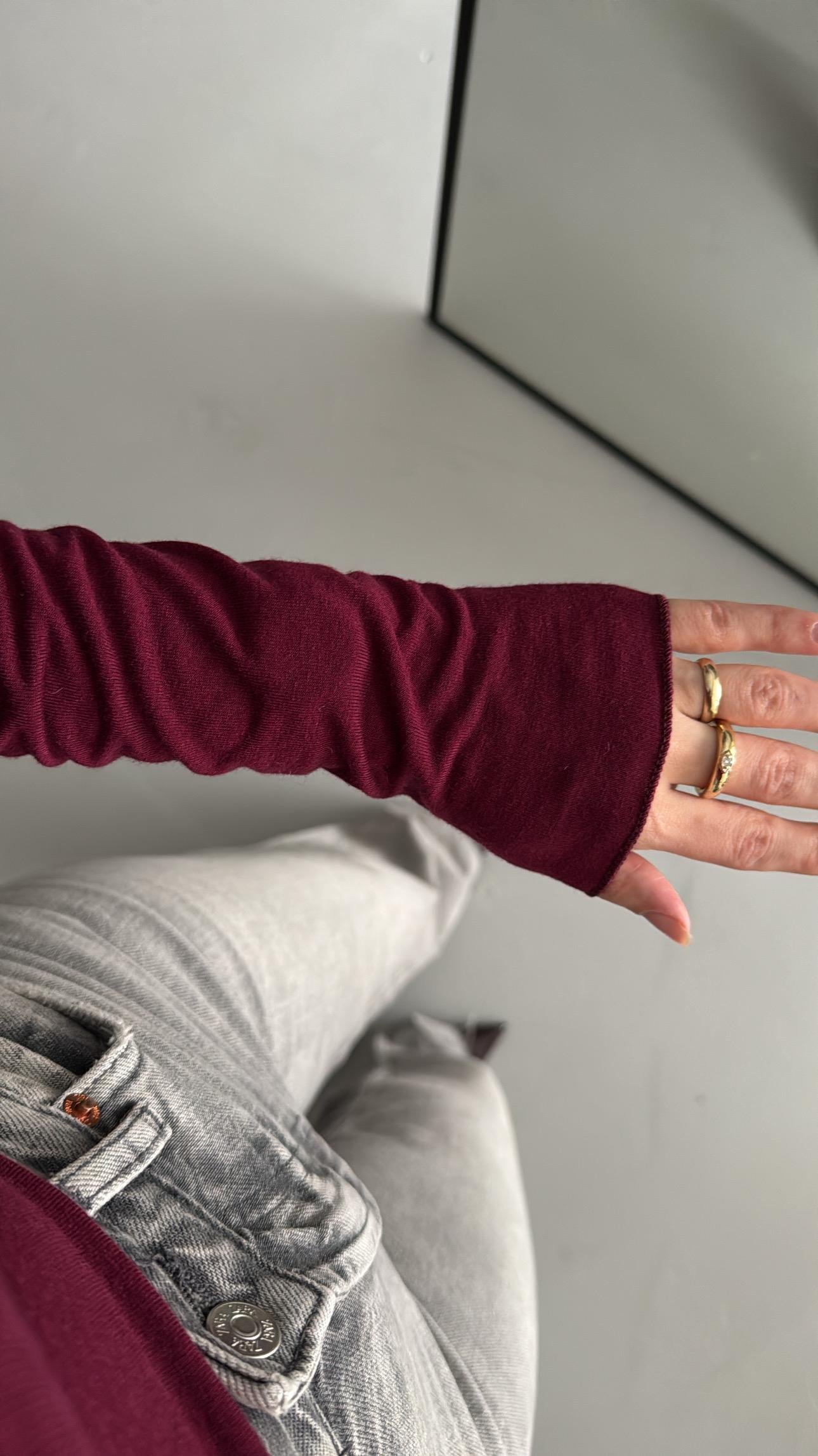 Mad Bordo Kaşmir Karışımlı Basıc Bluz