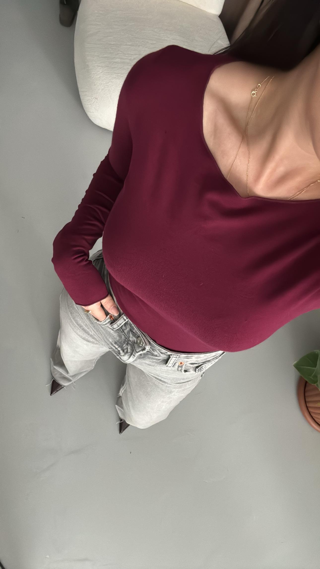 Mad Bordo Kaşmir Karışımlı Basıc Bluz