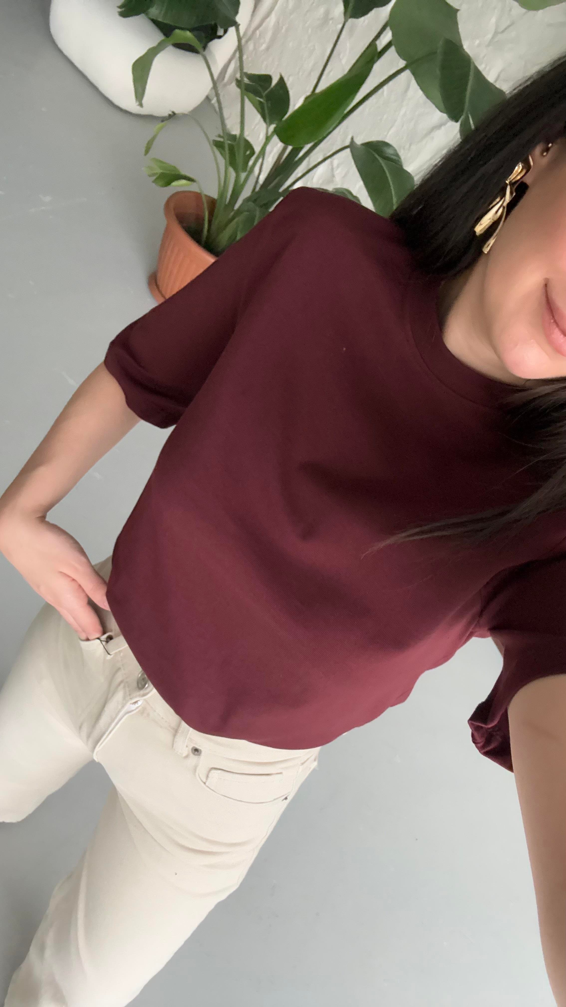 Mad Bordo Vatkalı Basıc Tişört