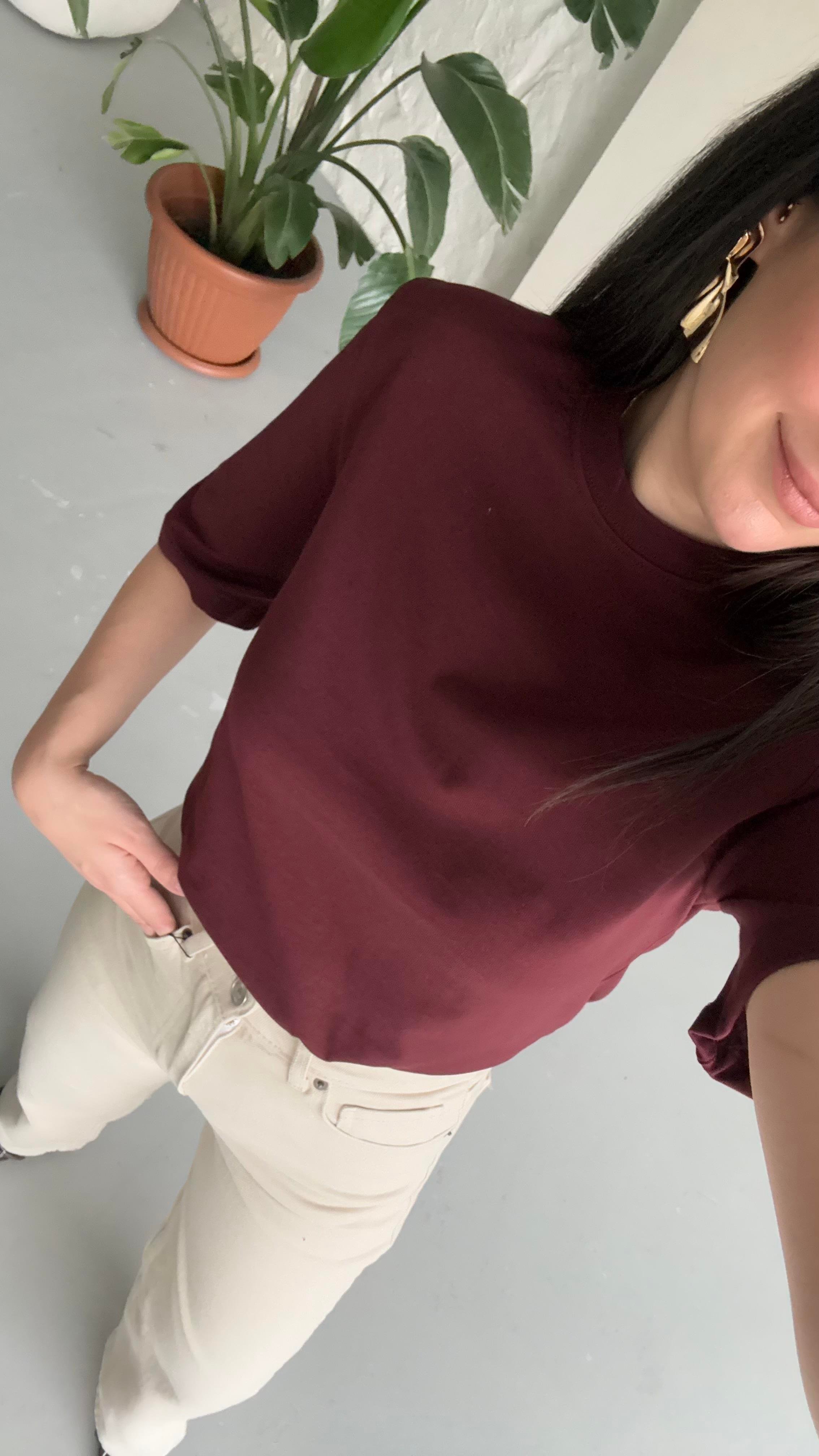 Mad Bordo Vatkalı Basıc Tişört