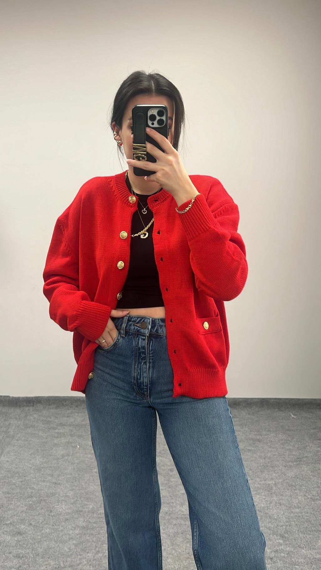 MAD KIRMIZI ÖRME HIRKA/CEKET