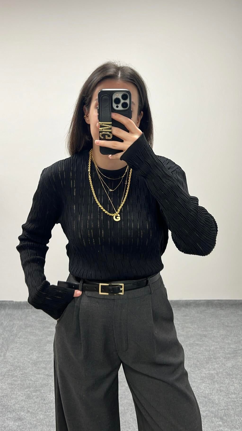 MAD SİYAH ÖRME TRİKO