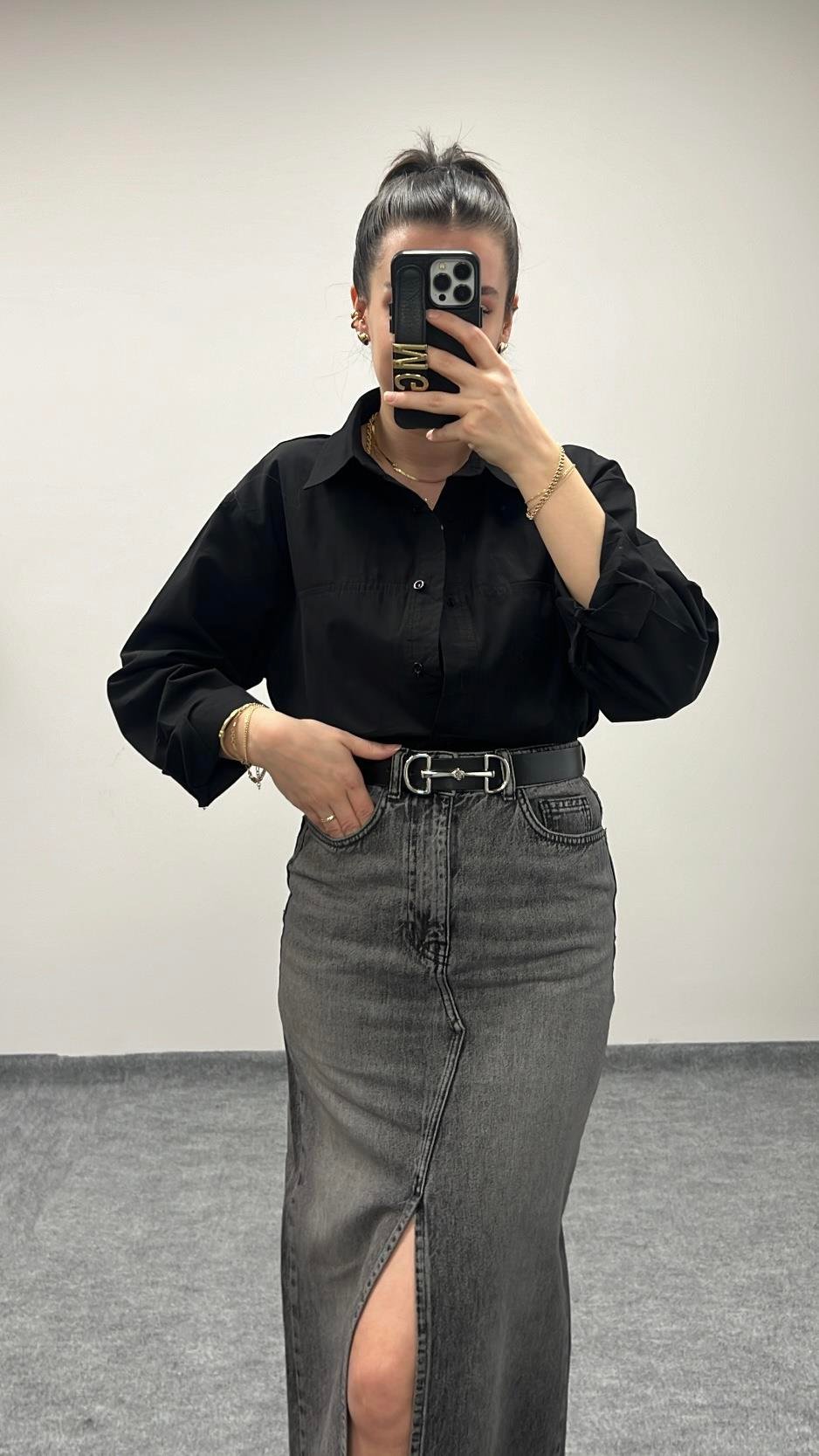 MAD SİYAH POPLİN GÖMLEK