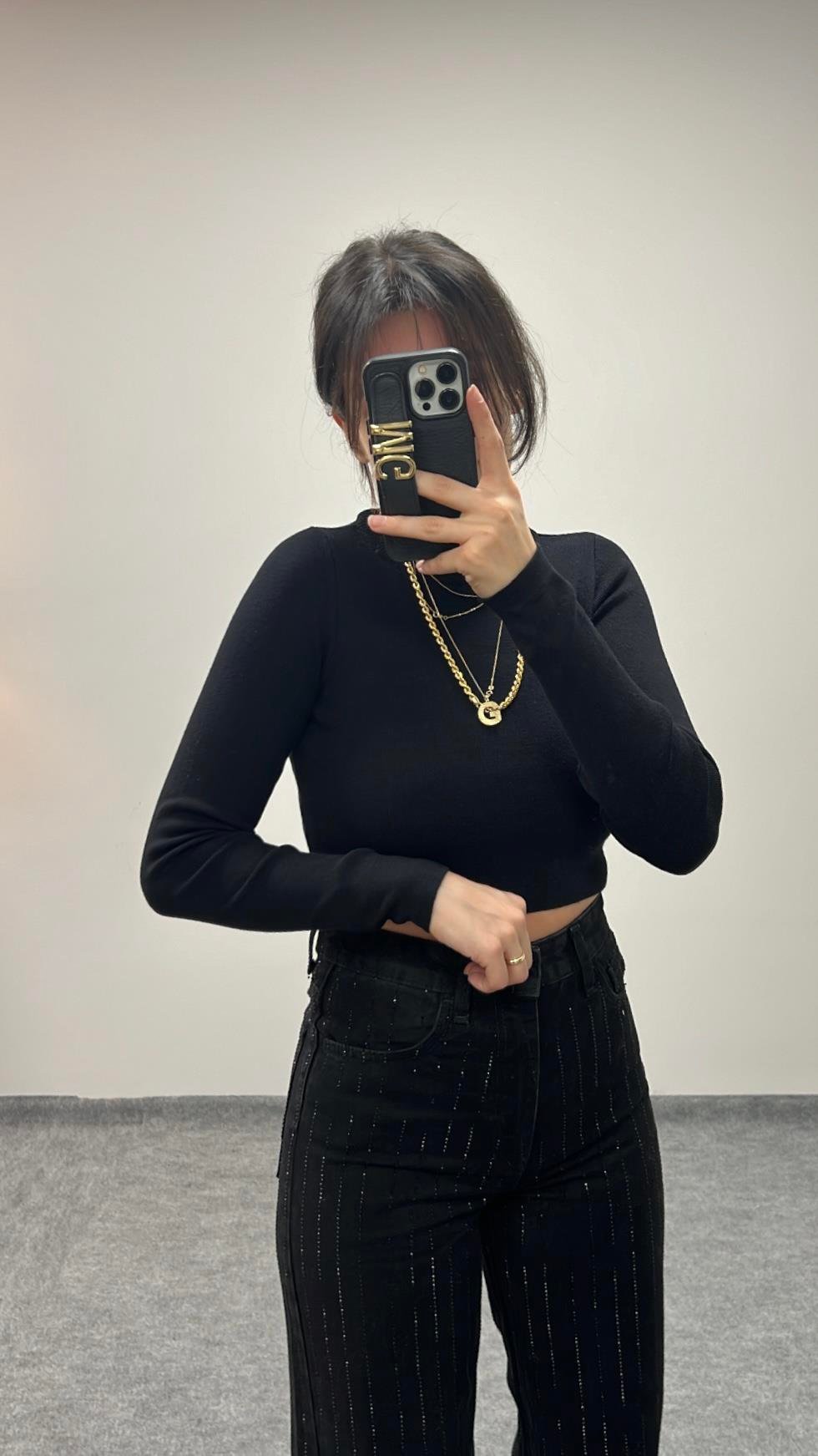 MAD SİYAH SIK ÖRME CROP TRİKO