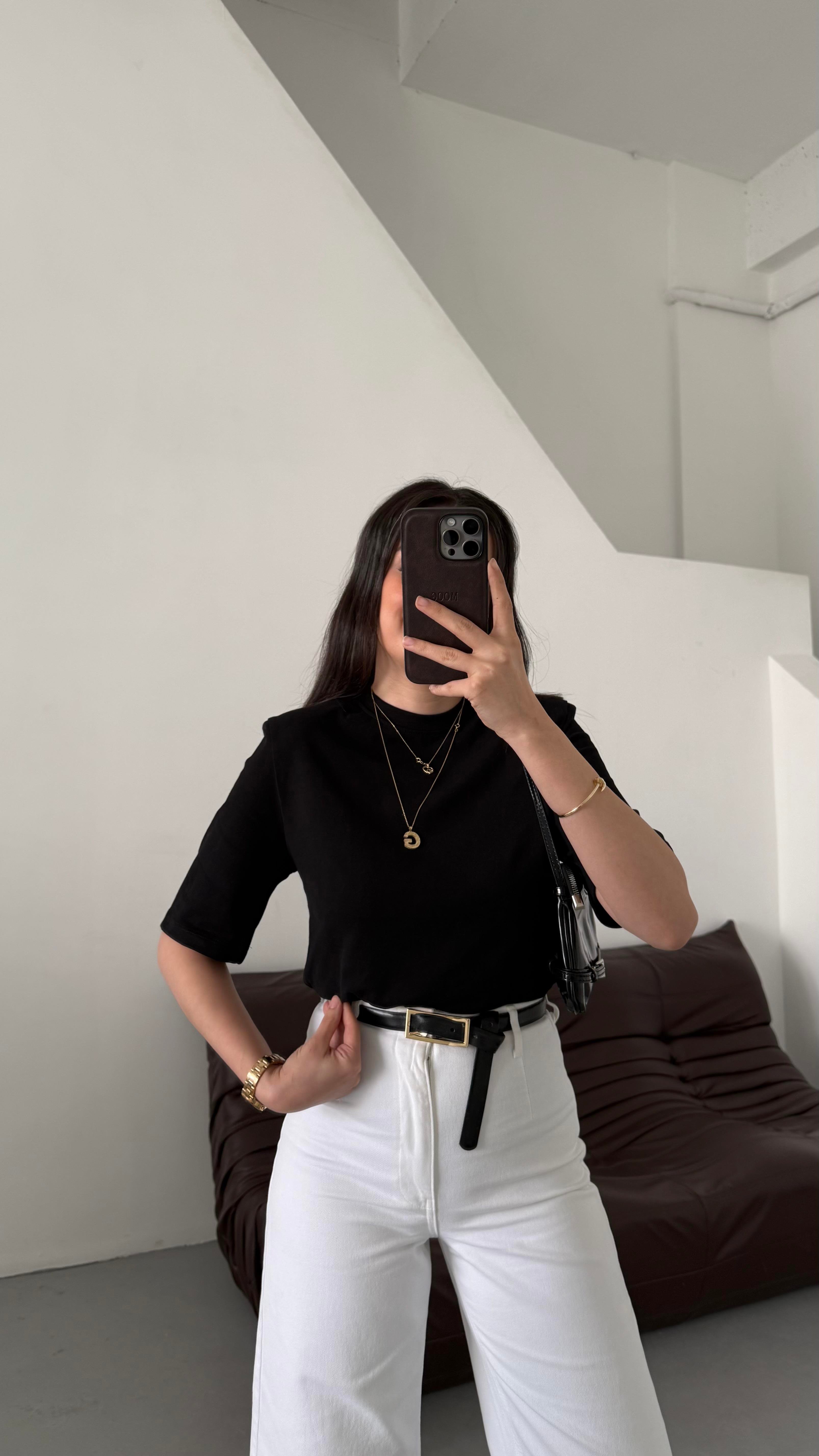 Mad Siyah Vatkalı Basıc Tişört