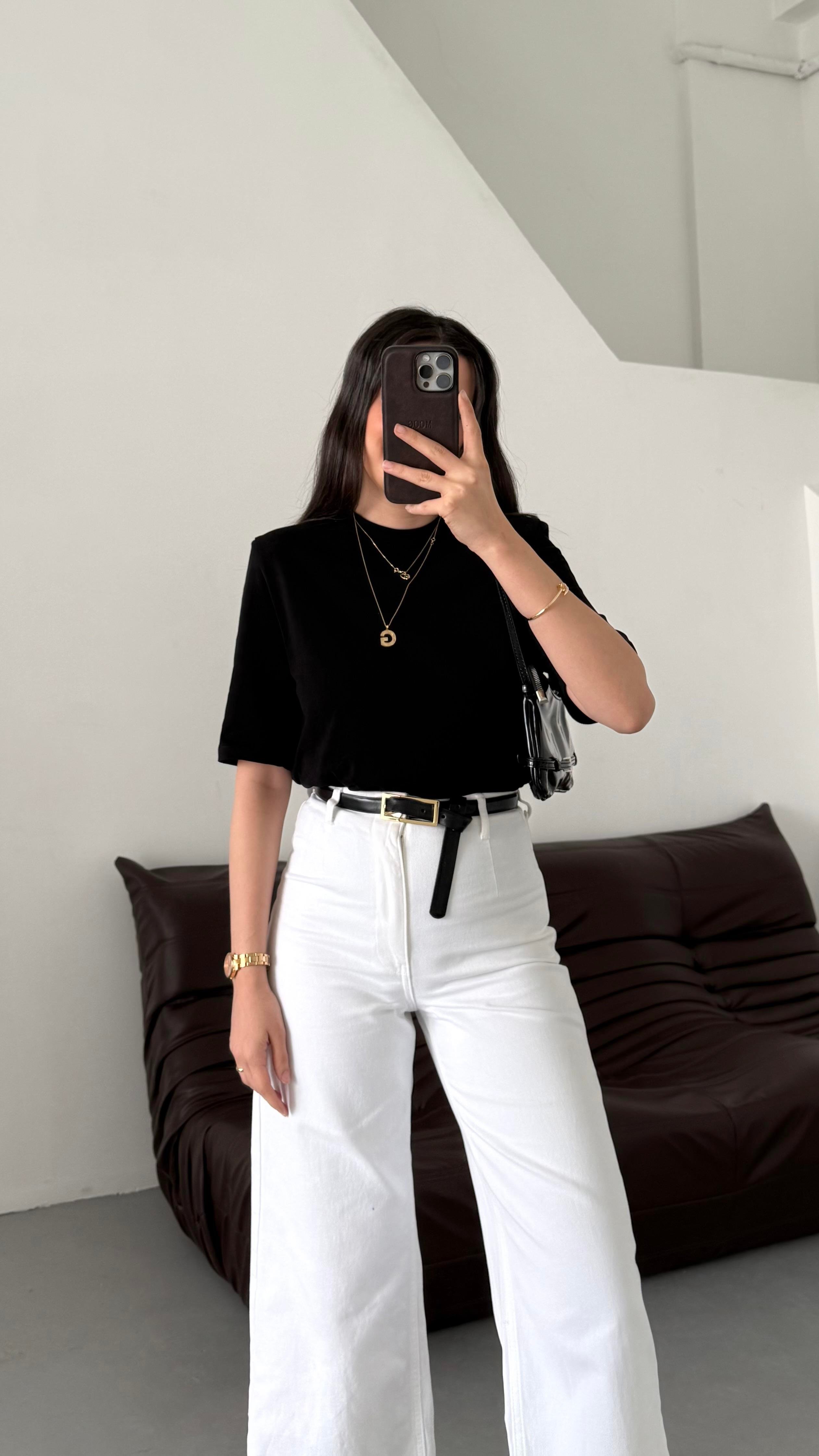 Mad Siyah Vatkalı Basıc Tişört