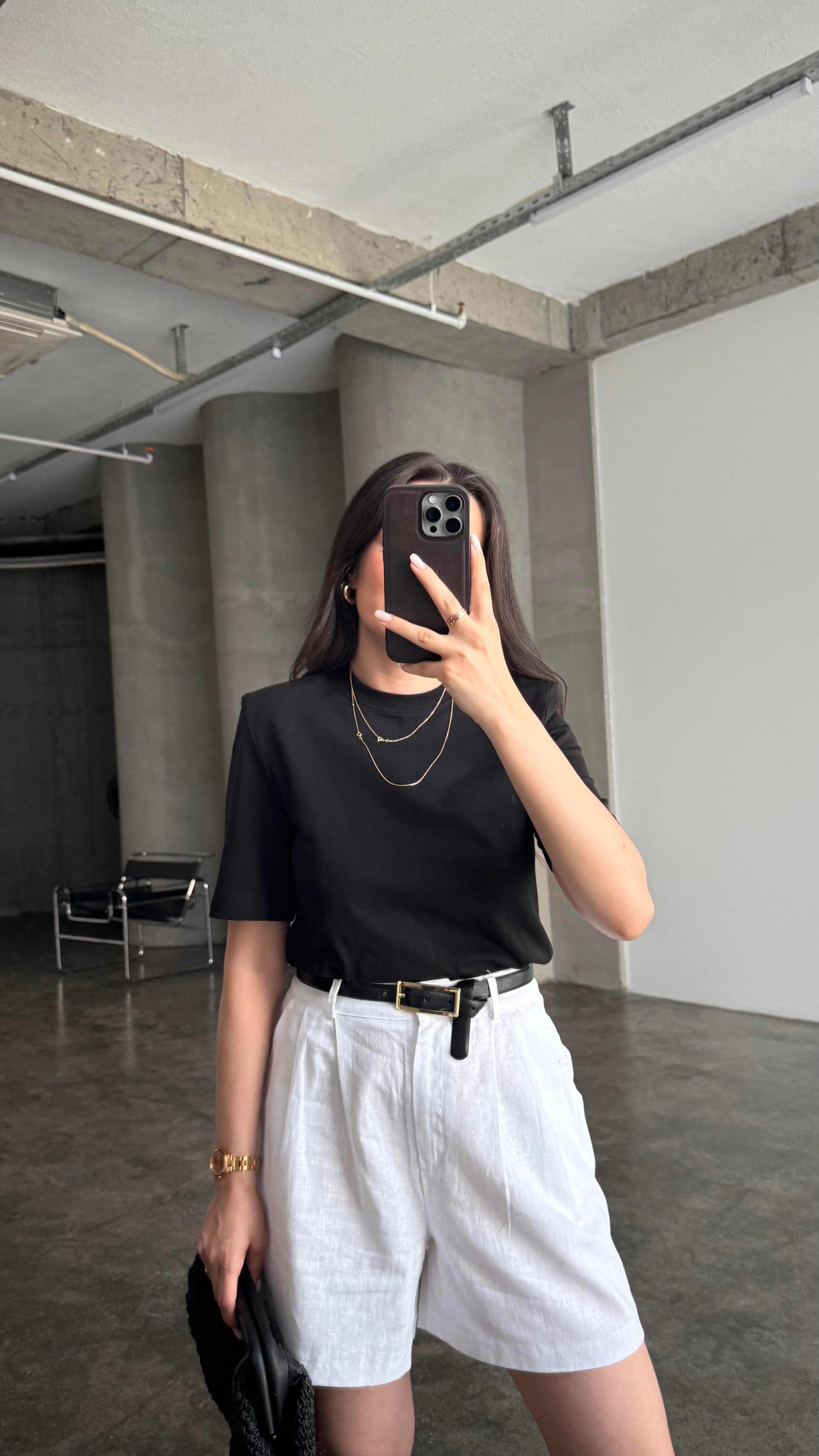 Mad Siyah Vatkalı Basıc Tişört