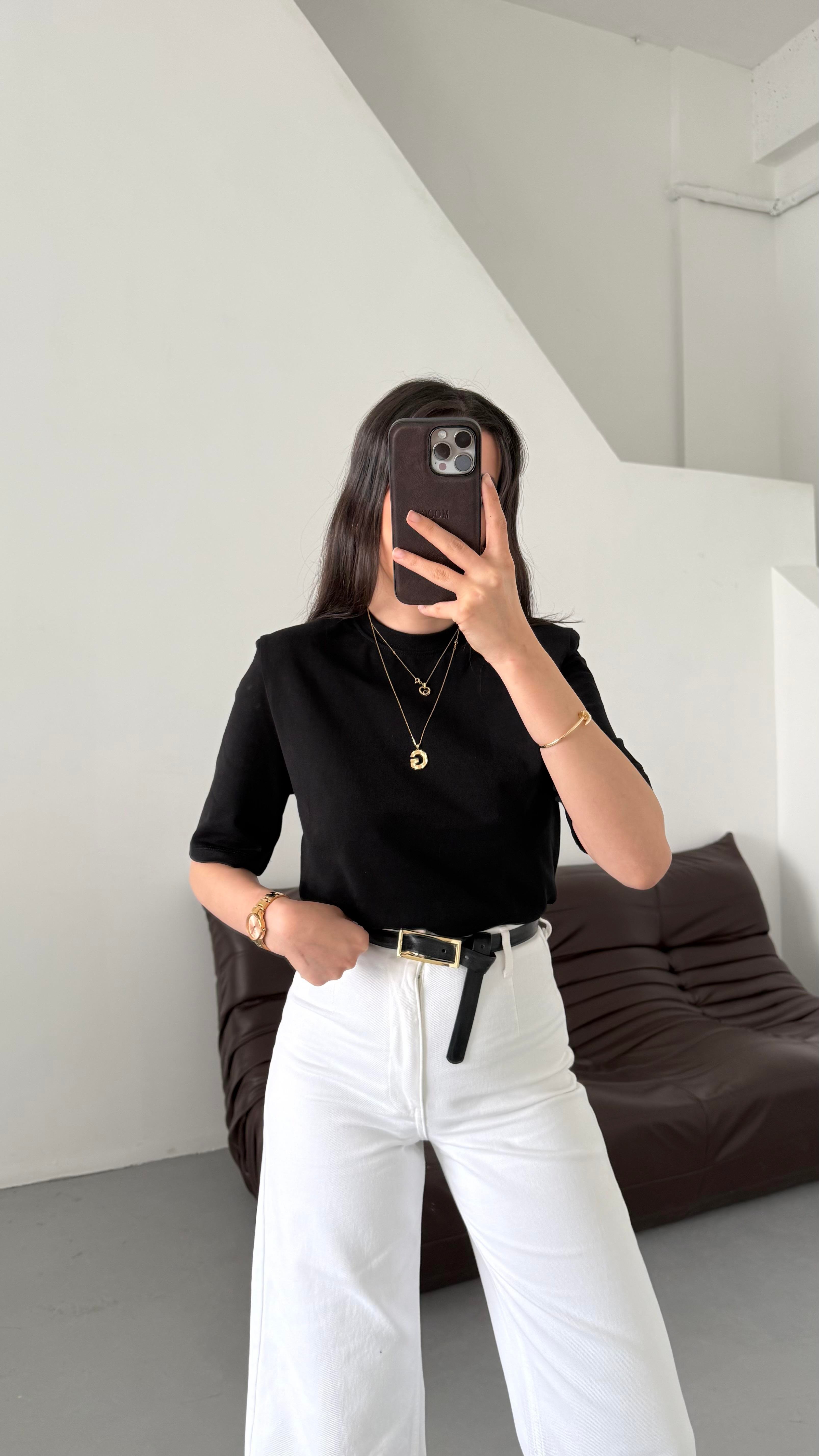 Mad Siyah Vatkalı Basıc Tişört