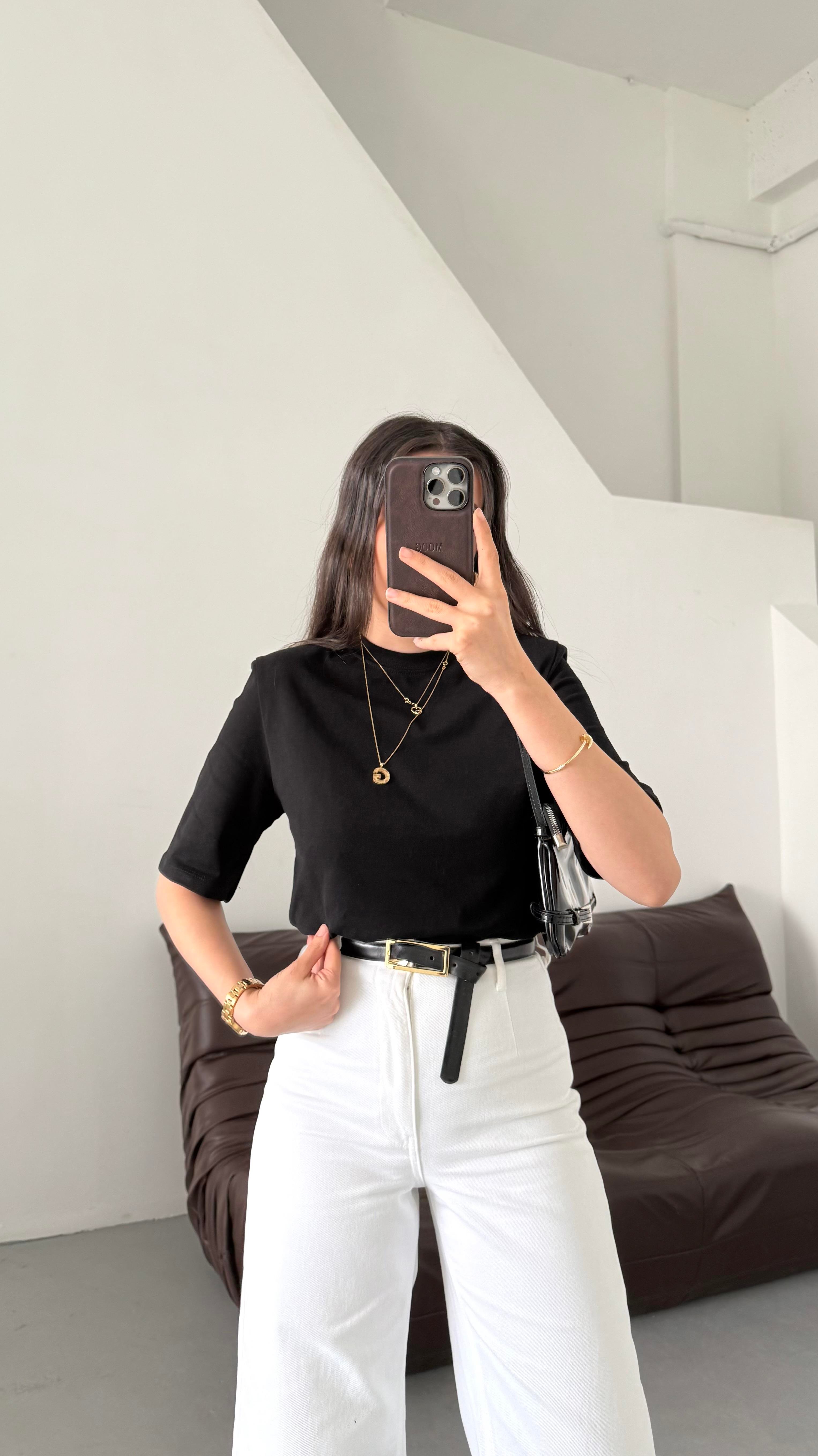 Mad Siyah Vatkalı Basıc Tişört