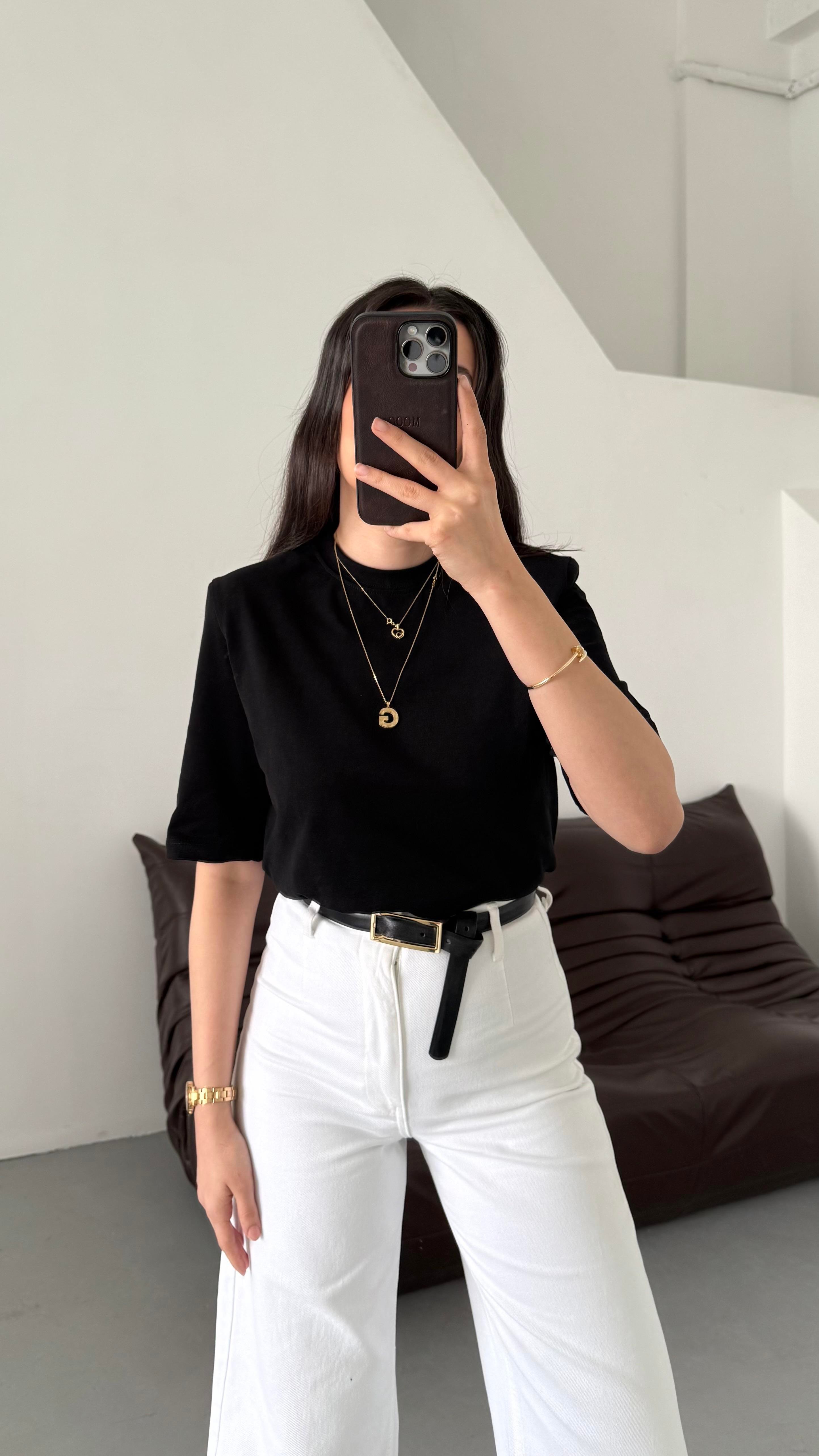 Mad Siyah Vatkalı Basıc Tişört