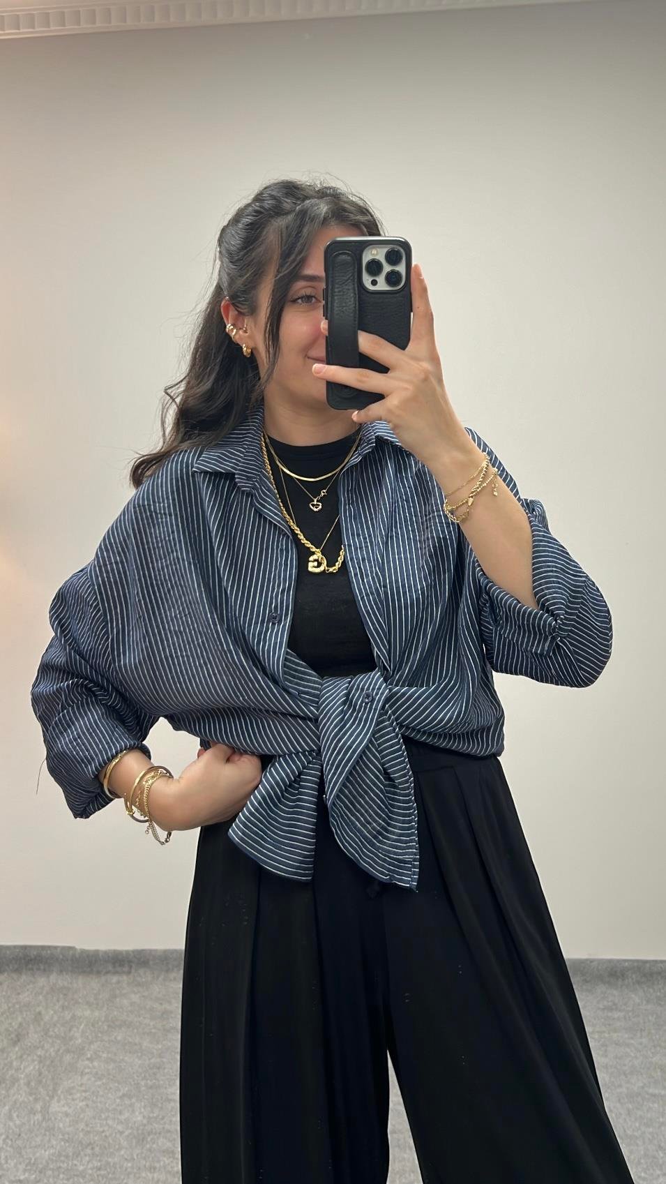 MAD TENSEL BEYAZ/LACİ ÇİZGİLİ GÖMLEK