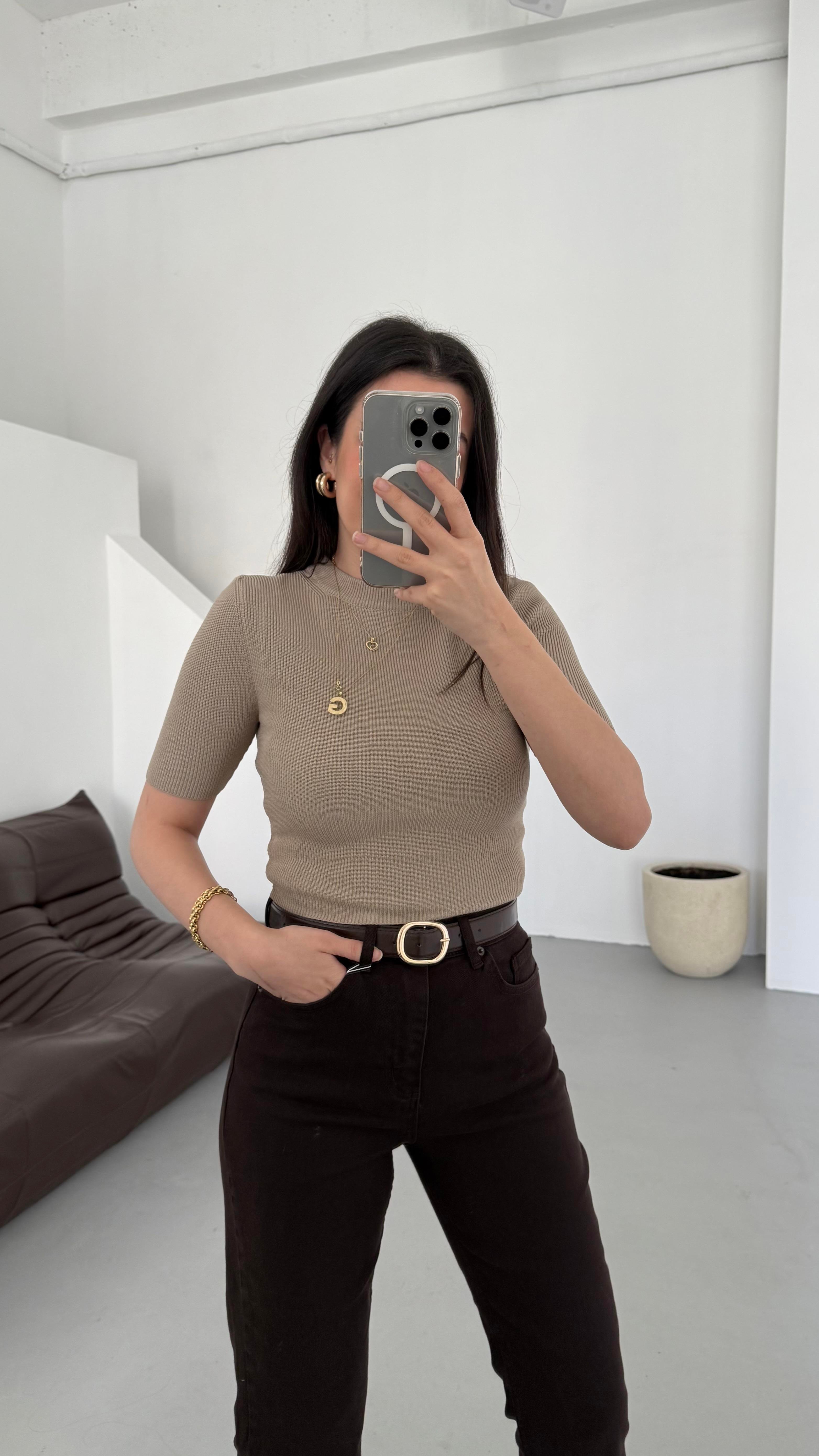 Mad Vizon Kısa Kol Örme Triko