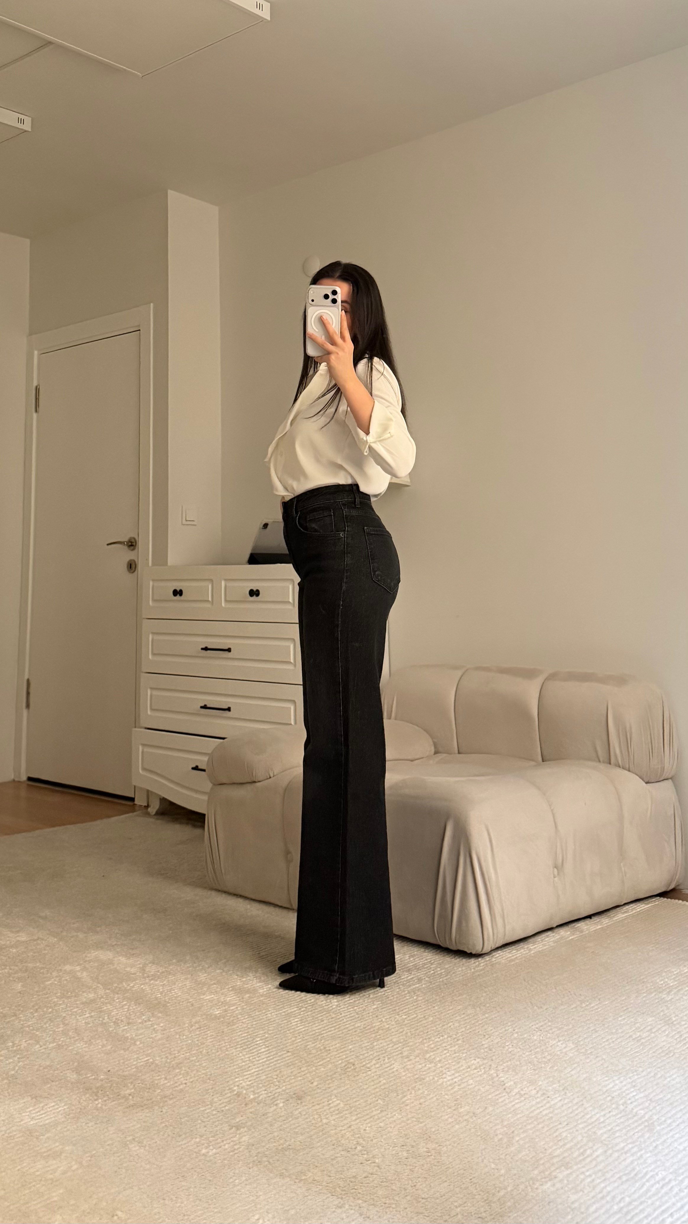 Mad Yıkamalı Siyah Wide Leg Jean