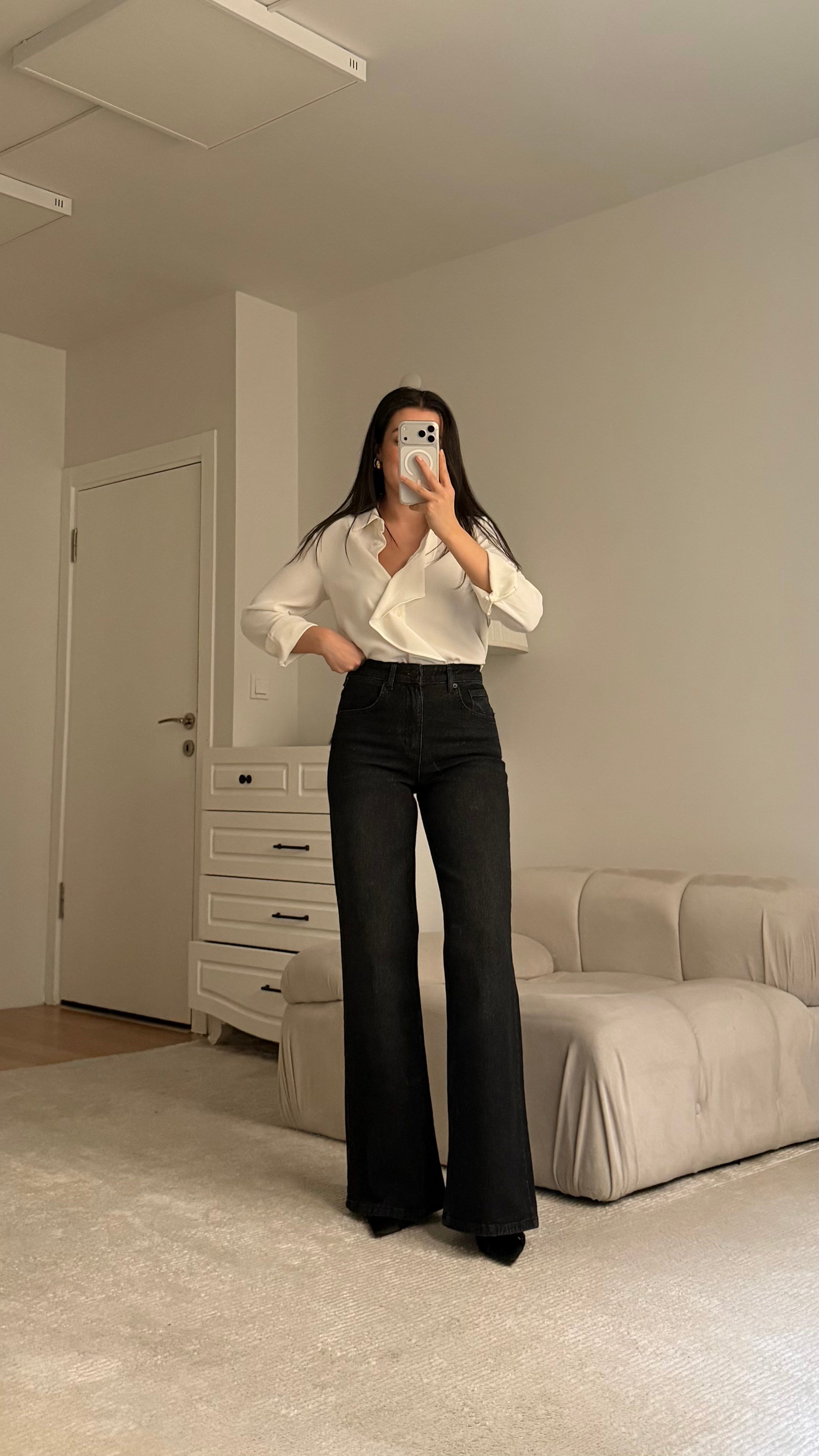 Mad Yıkamalı Siyah Wide Leg Jean