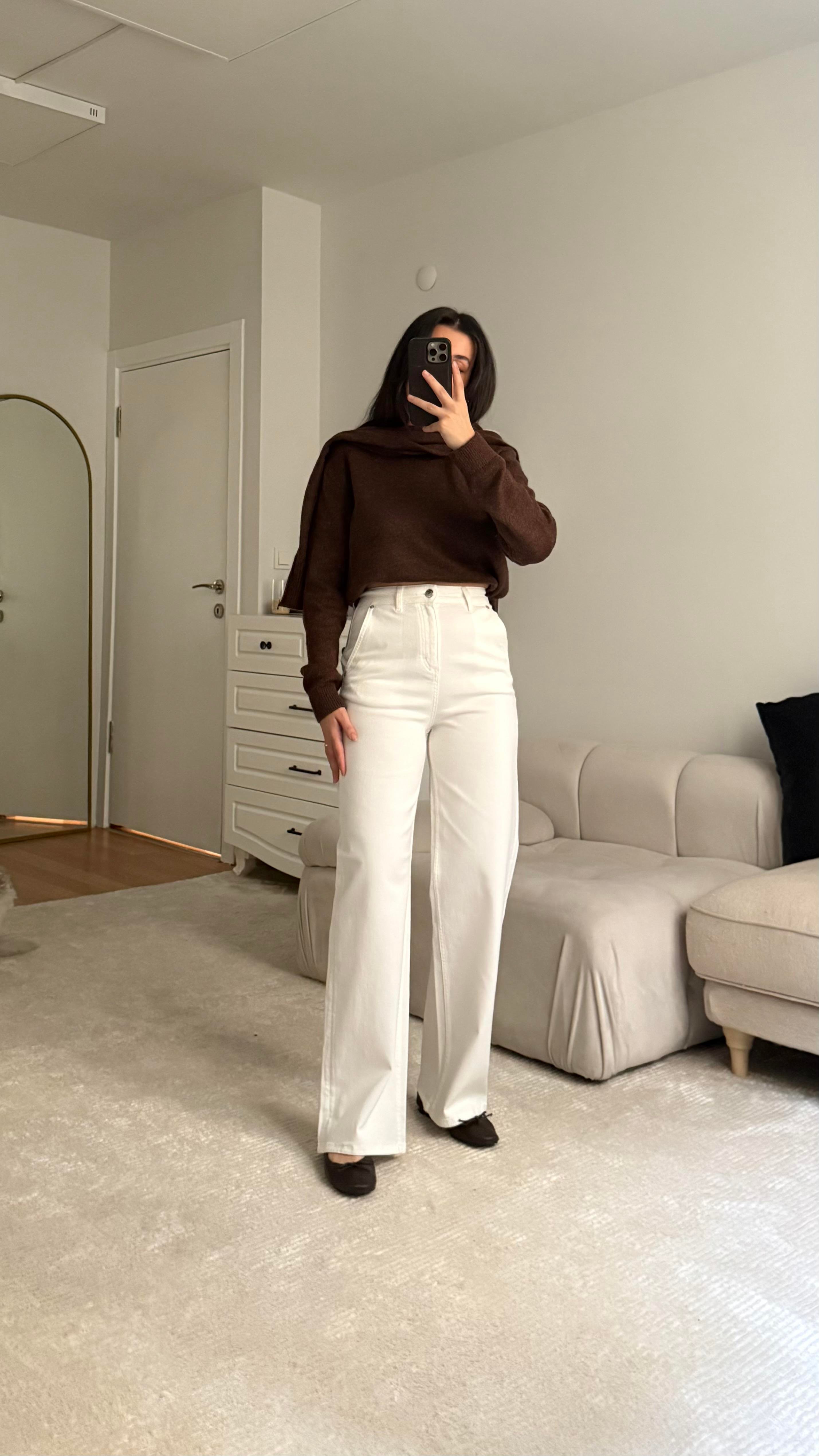 Mar'c Beyaz Düz Kesim Premium  Jean