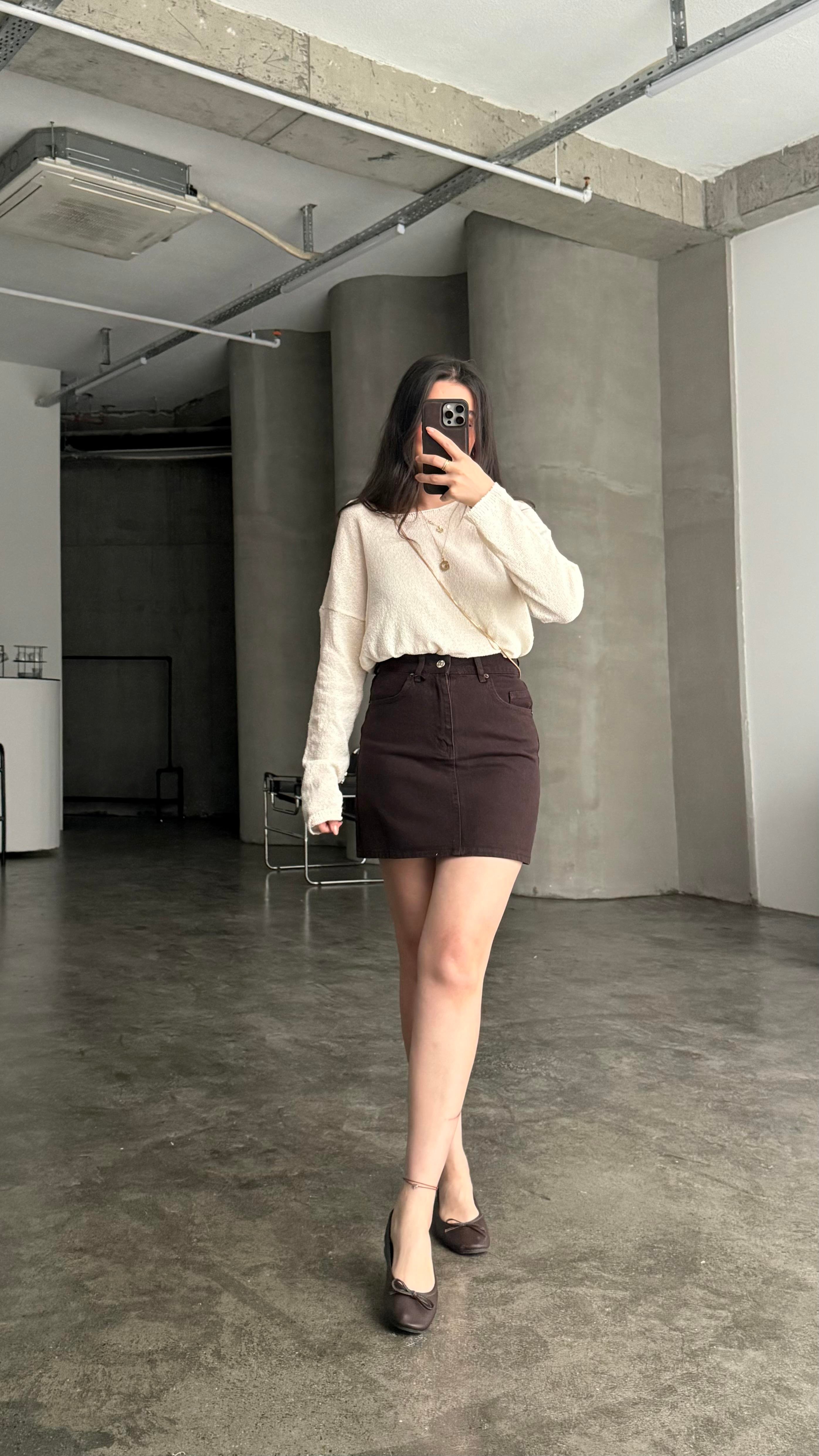 Marka Acı Kahve Mini Denim Etek