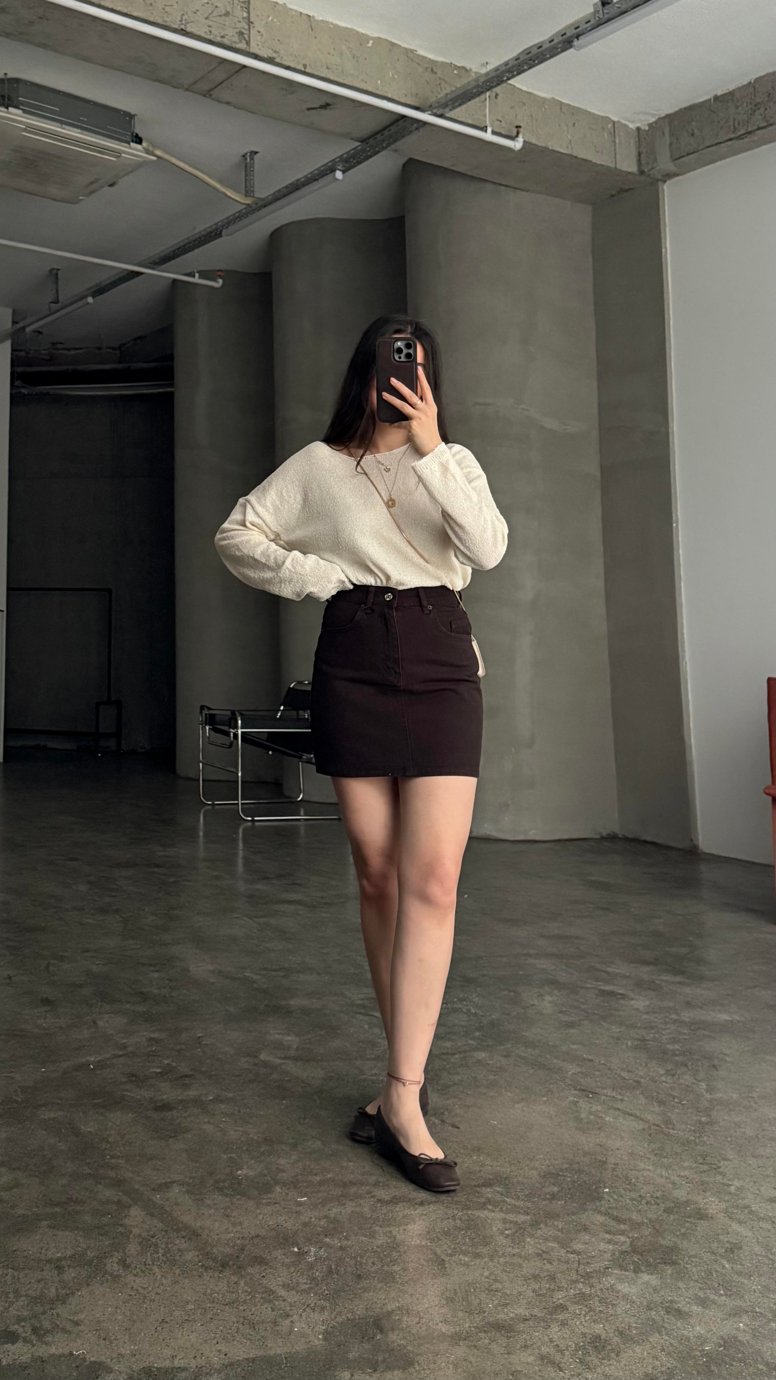 Marka Acı Kahve Mini Denim Etek