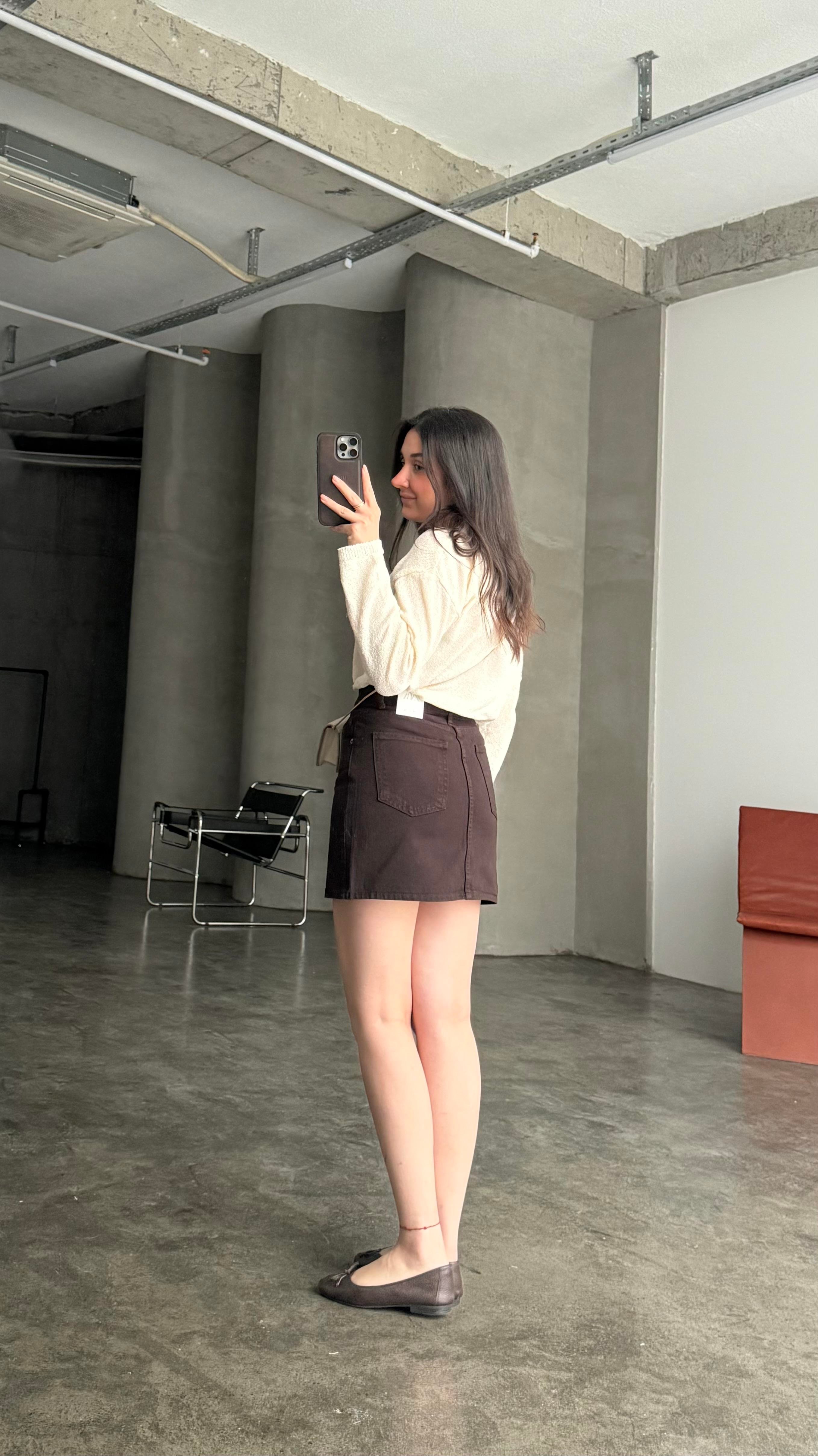 Marka Acı Kahve Mini Denim Etek