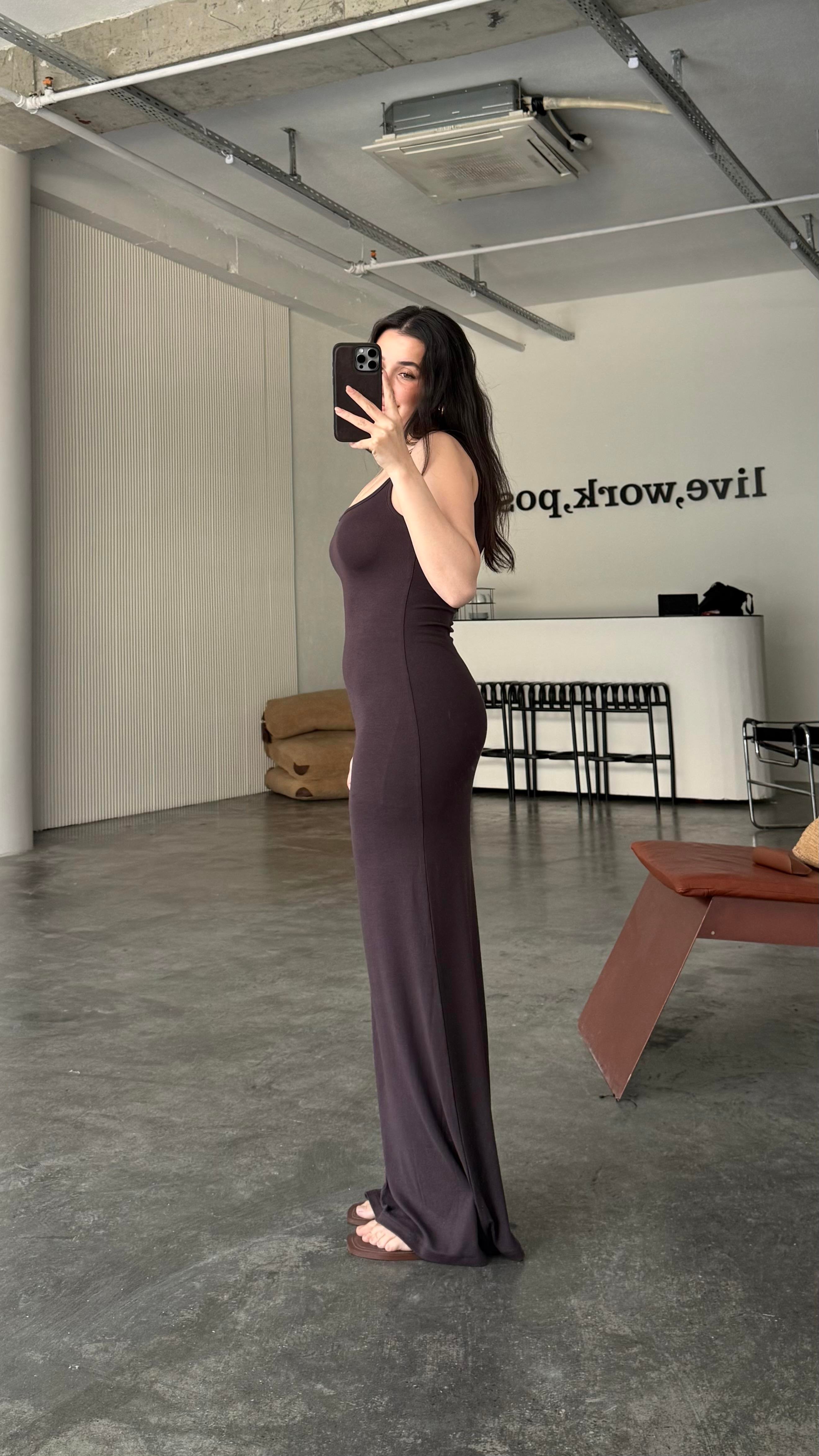 Marka Acı Kahve Soft Touch Maxi Elbise