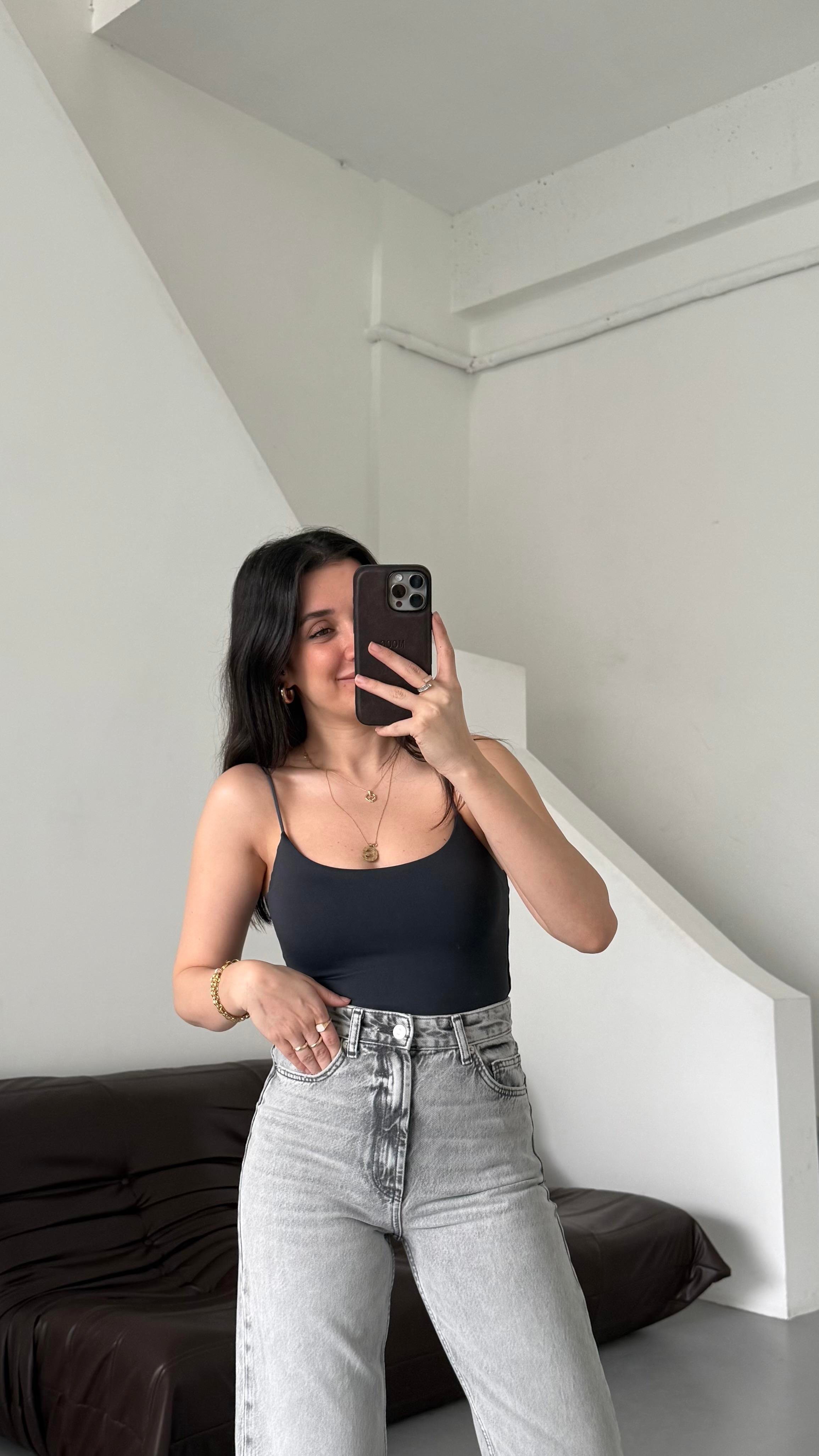 Marka Antrasit İp Askılı Bodysuit