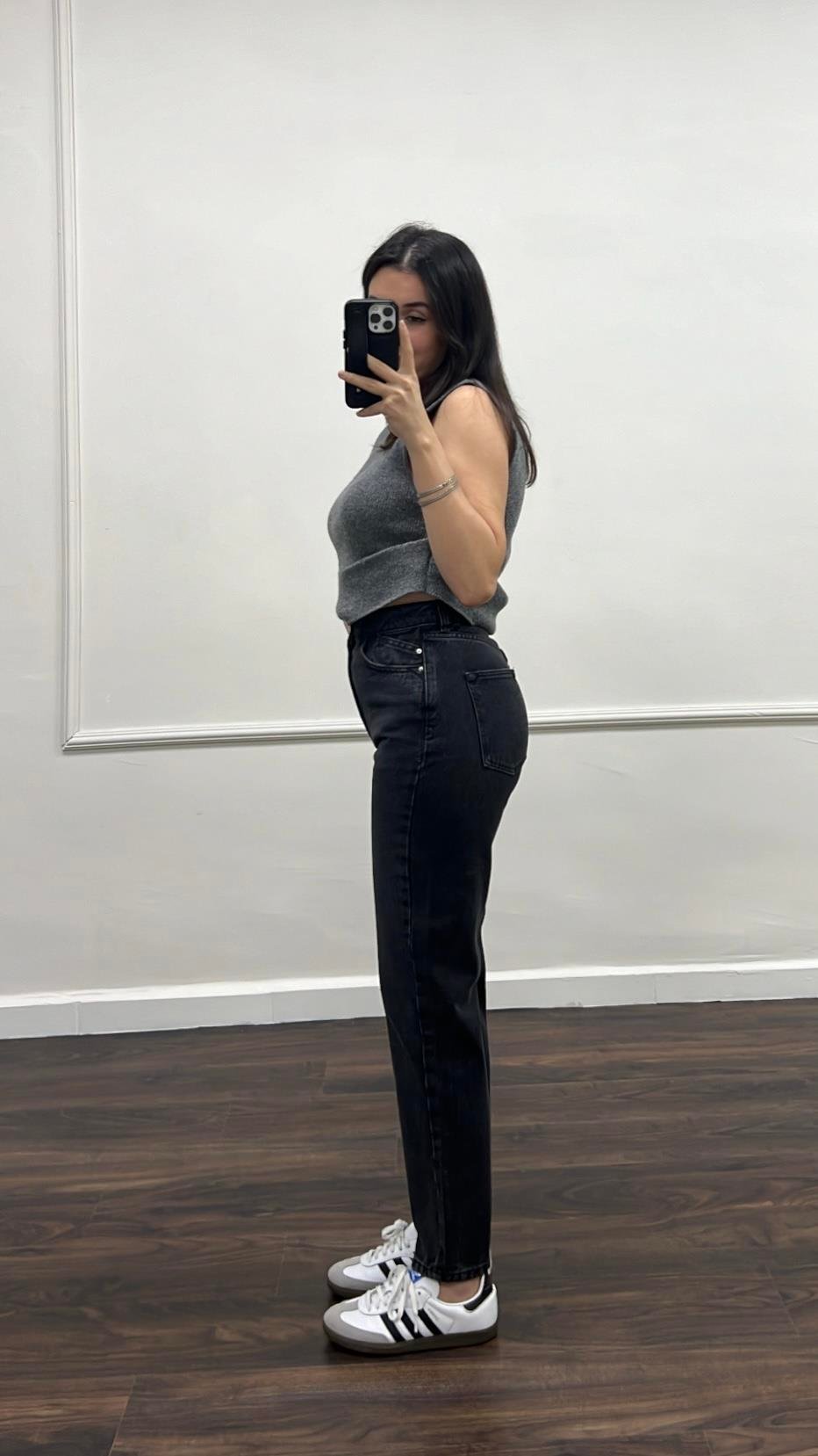 Marka Antrasit Mom Fıt Jean