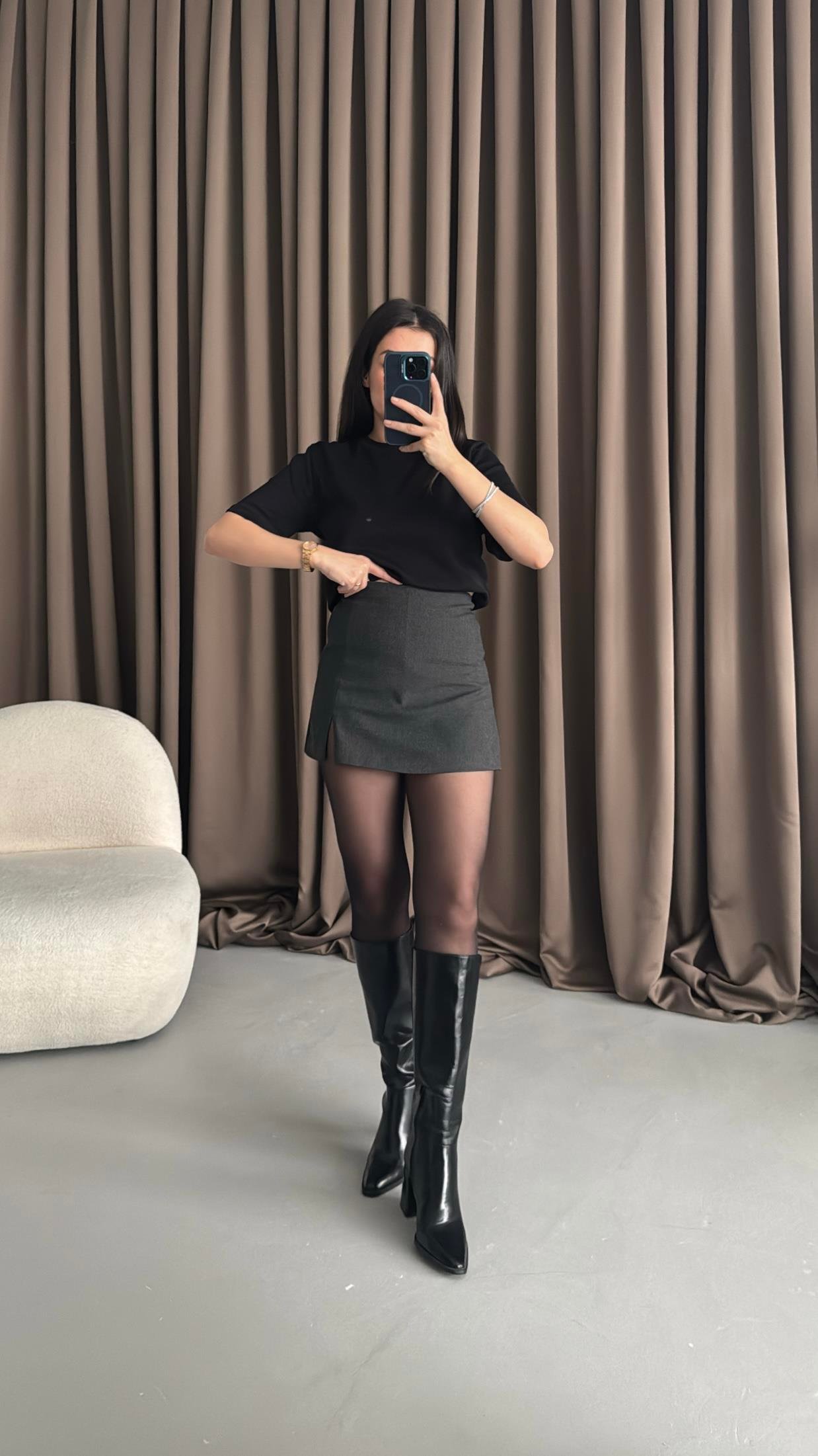 Marka Antrasit Şort Etek