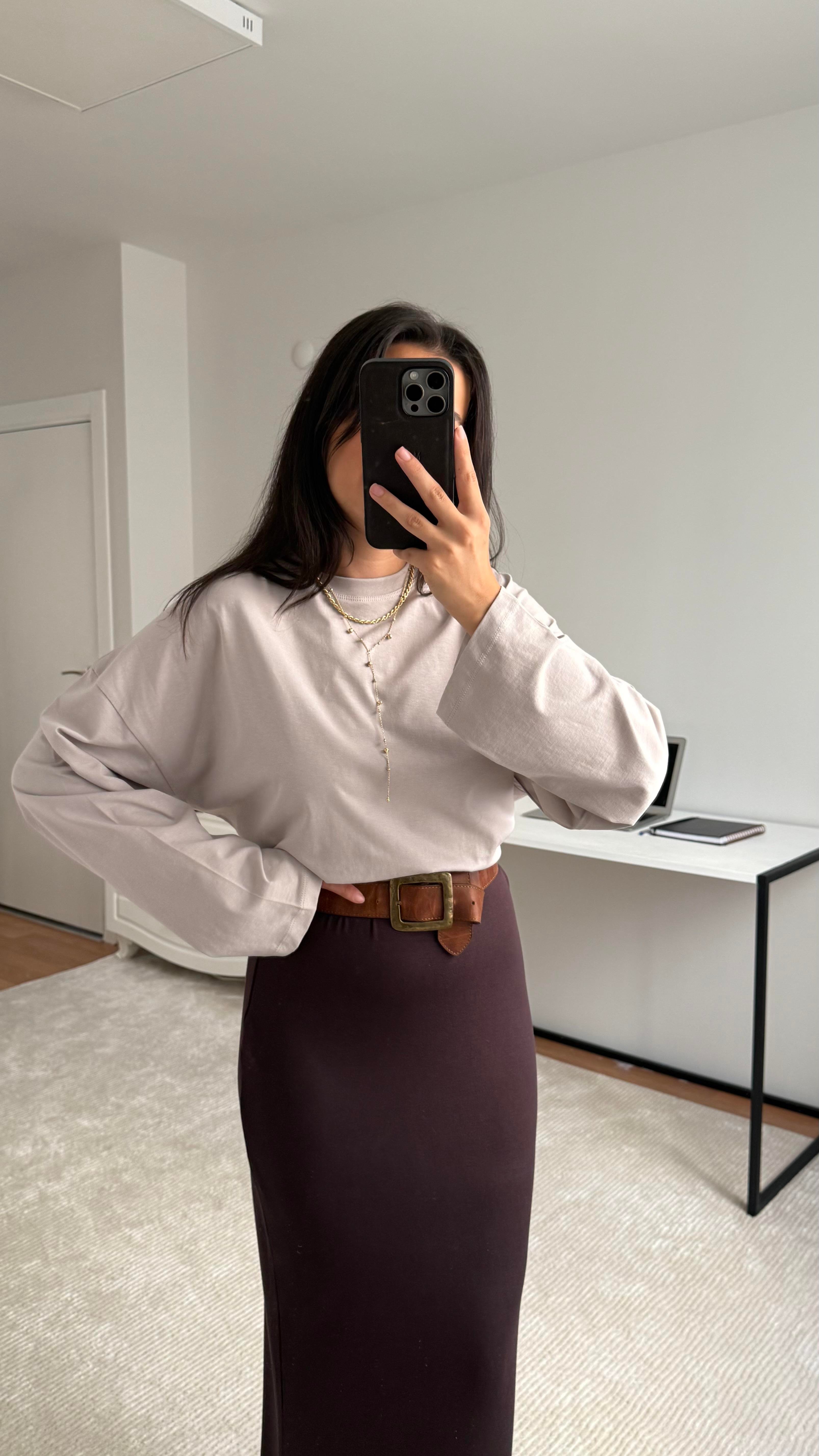 Marka Bej Basıc Sweatshirt