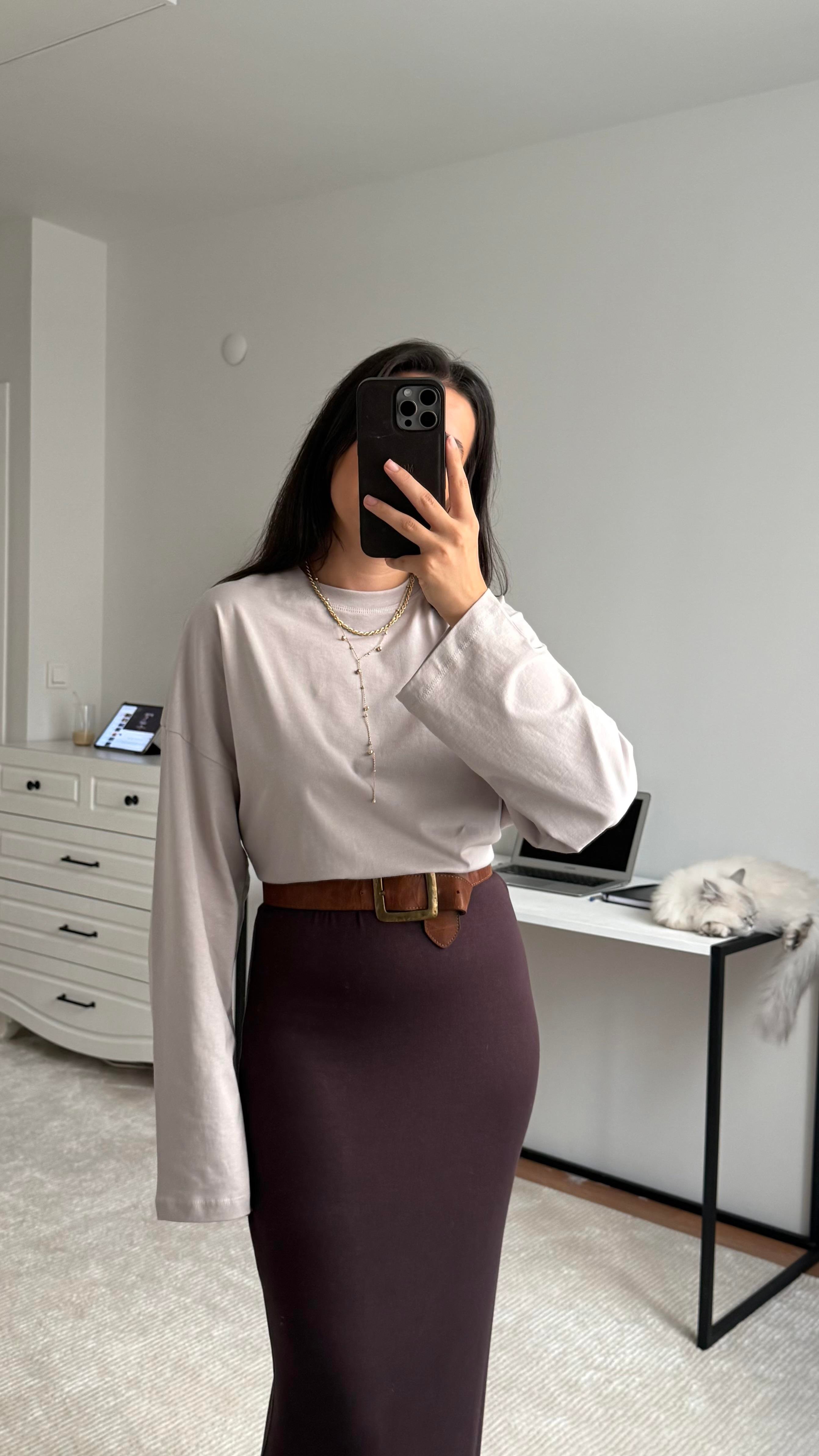 Marka Bej Basıc Sweatshirt