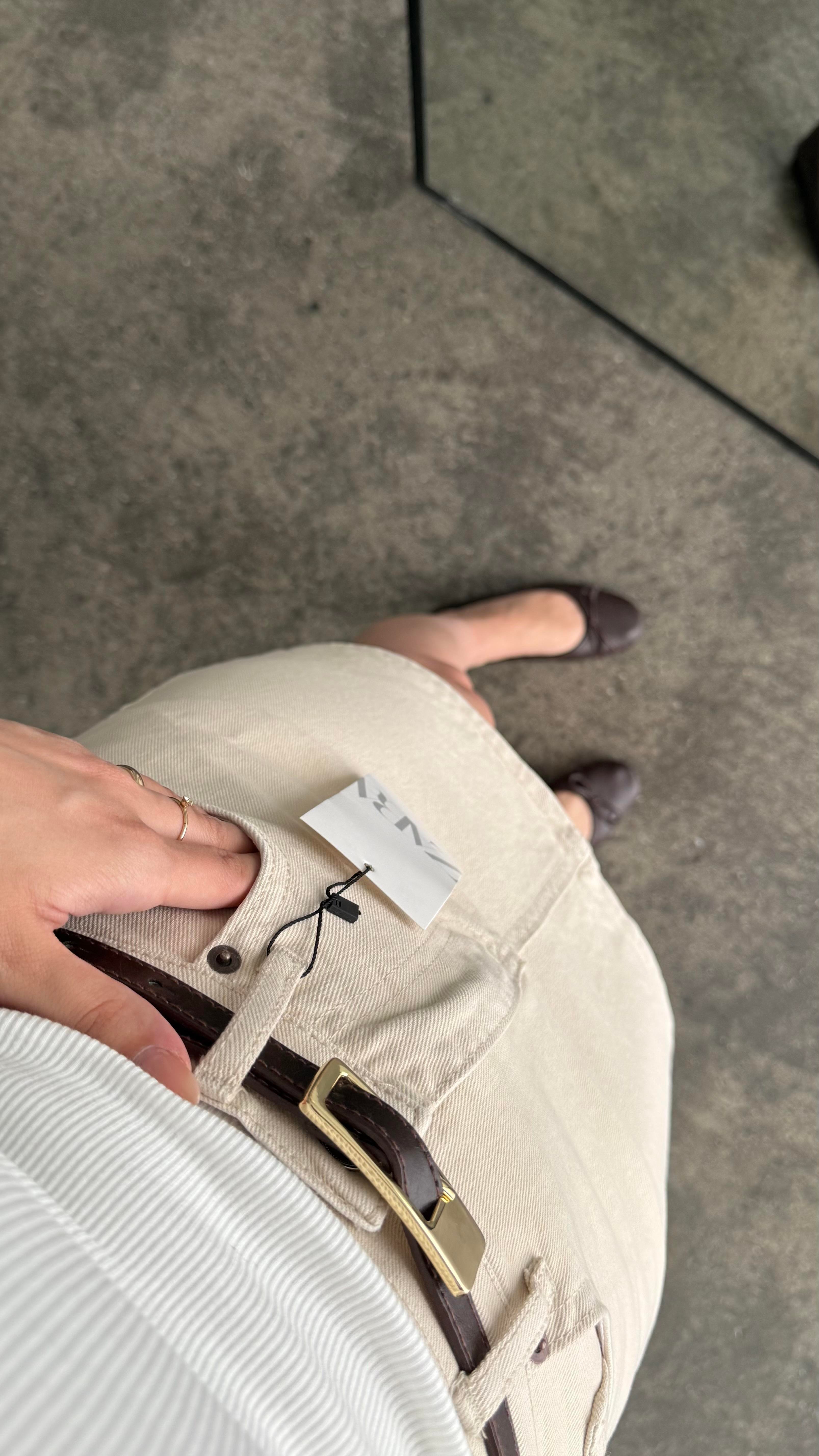 Marka Bej Mini Denim Etek