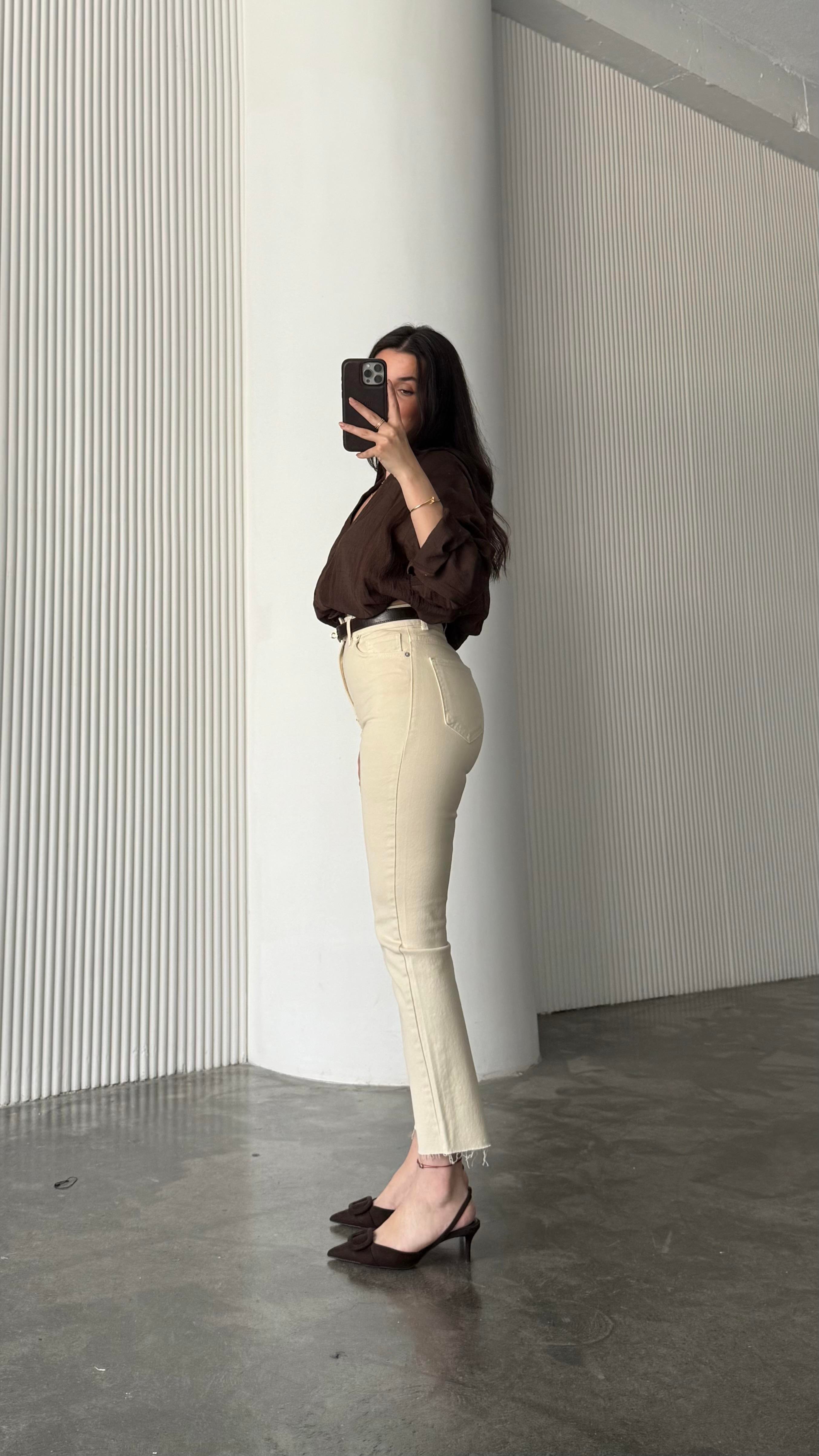 Marka Bej Slım Straight Jean