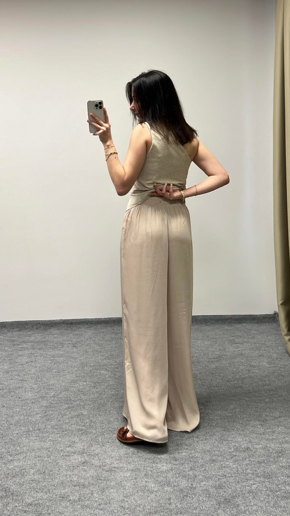 Marka Beli Elastik Geniş Paça Pantolon