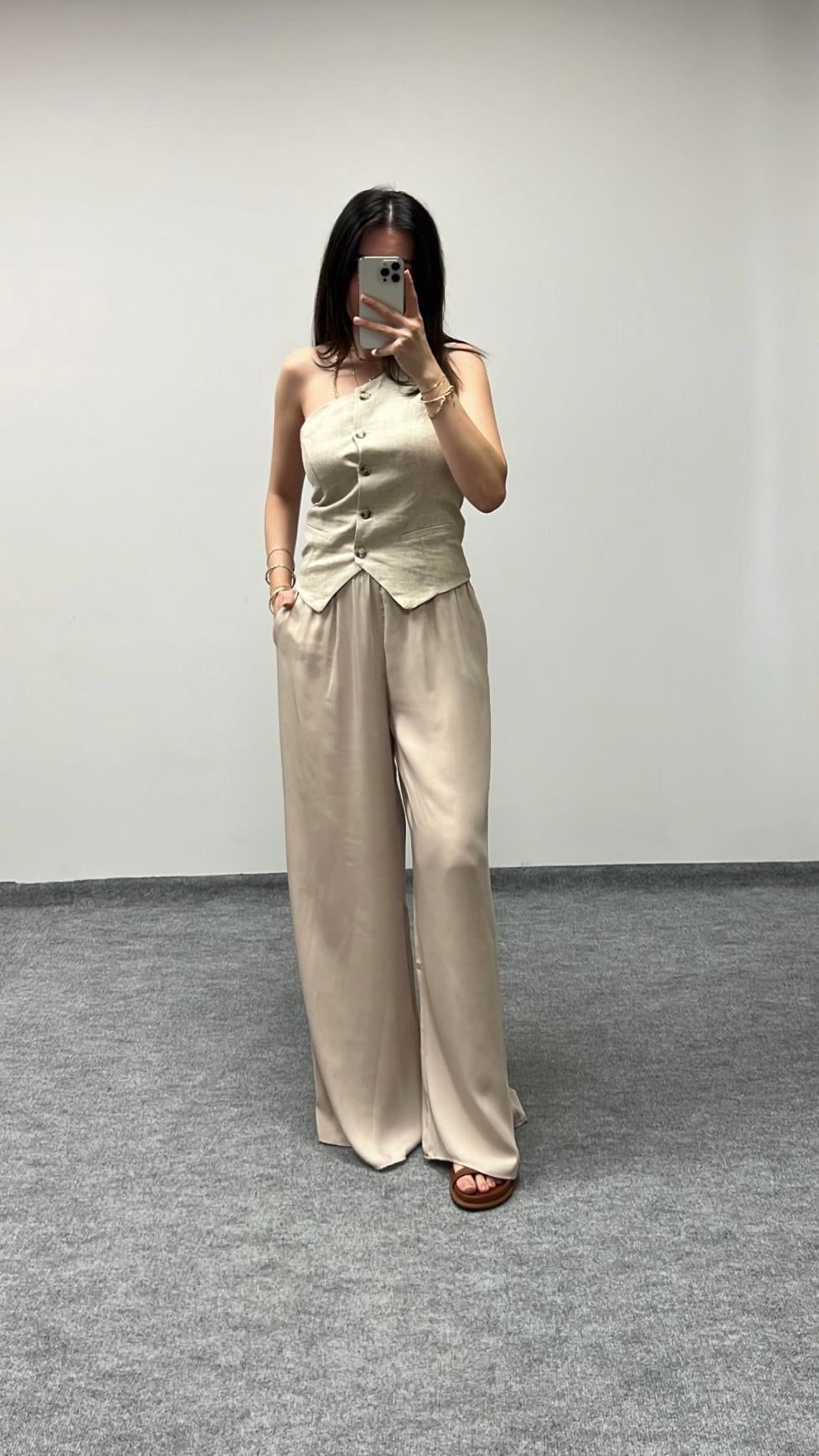 Marka Beli Elastik Geniş Paça Pantolon