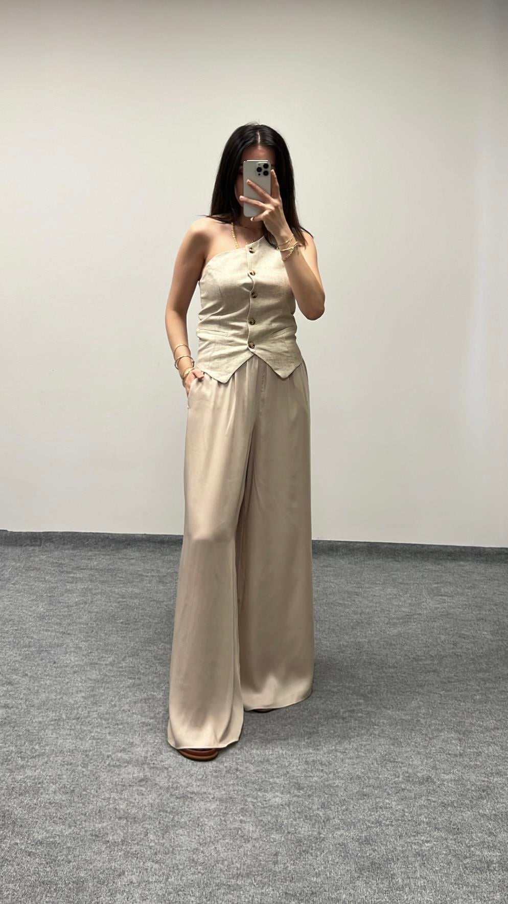 Marka Beli Elastik Geniş Paça Pantolon