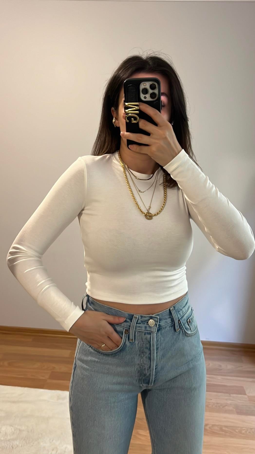 MARKA BEYAZ BASIC UZUK KOLLU BADİ