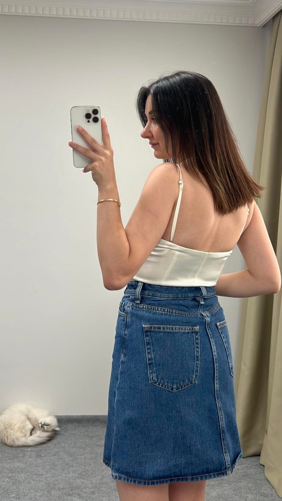 Marka Beyaz Çift Katlı Bodysuit