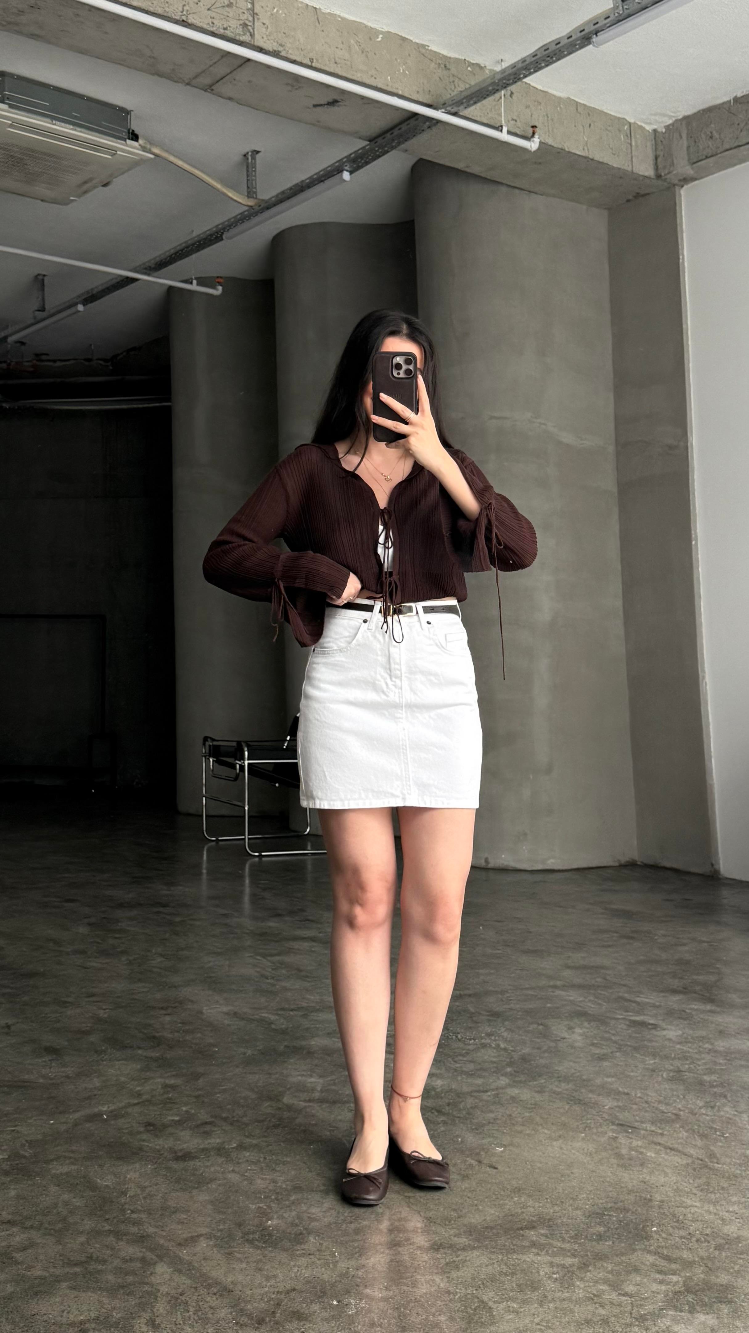 Marka Beyaz Mini Denim Etek