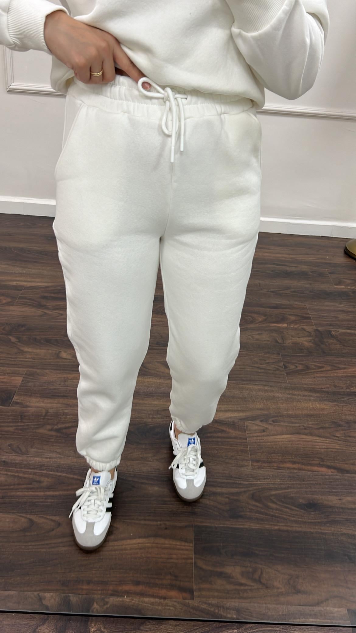 Marka Beyaz Pamuklu Basıc Sweatshirt/Jogger Takım