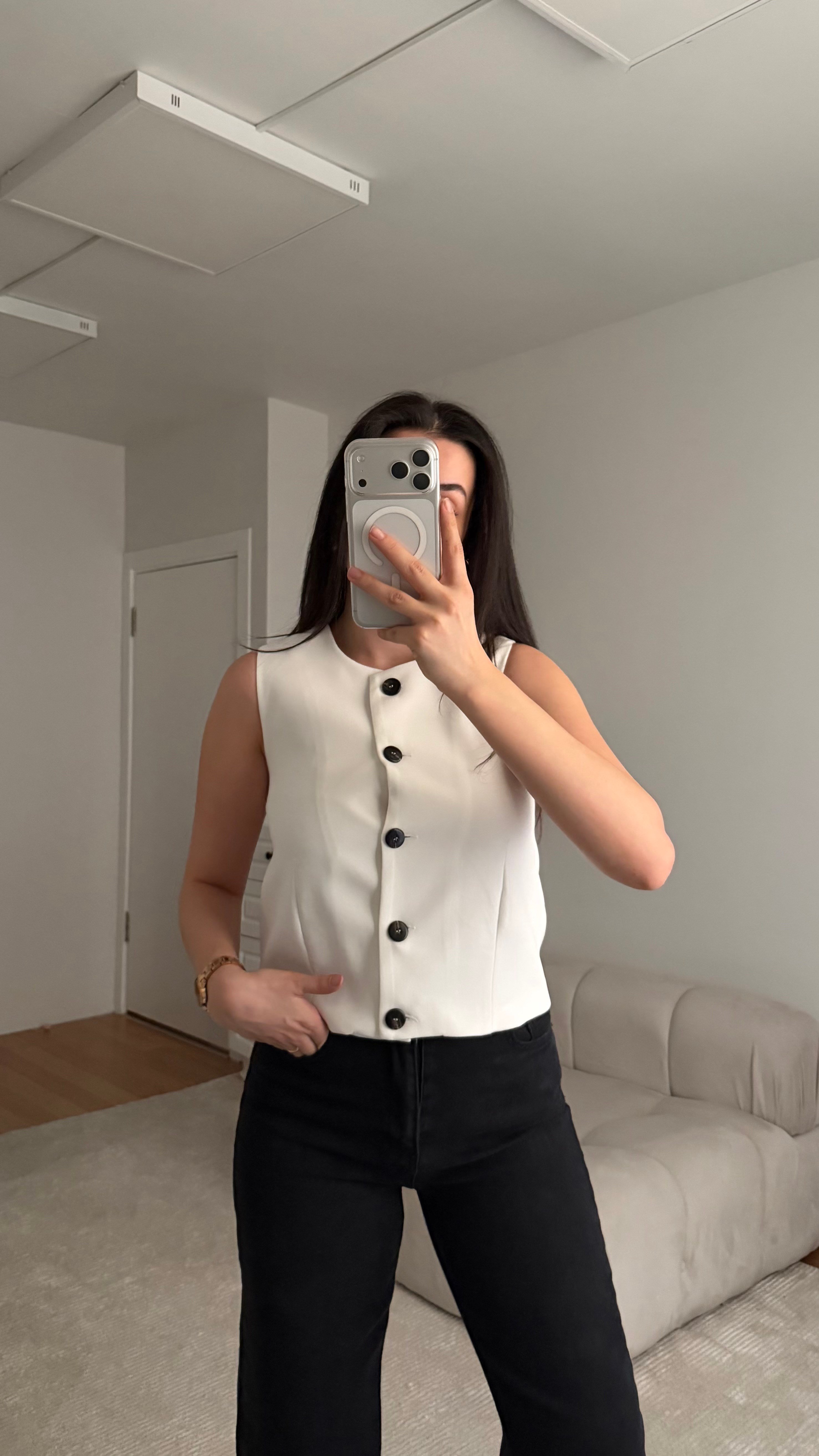 Marka Beyaz Premium Yelek