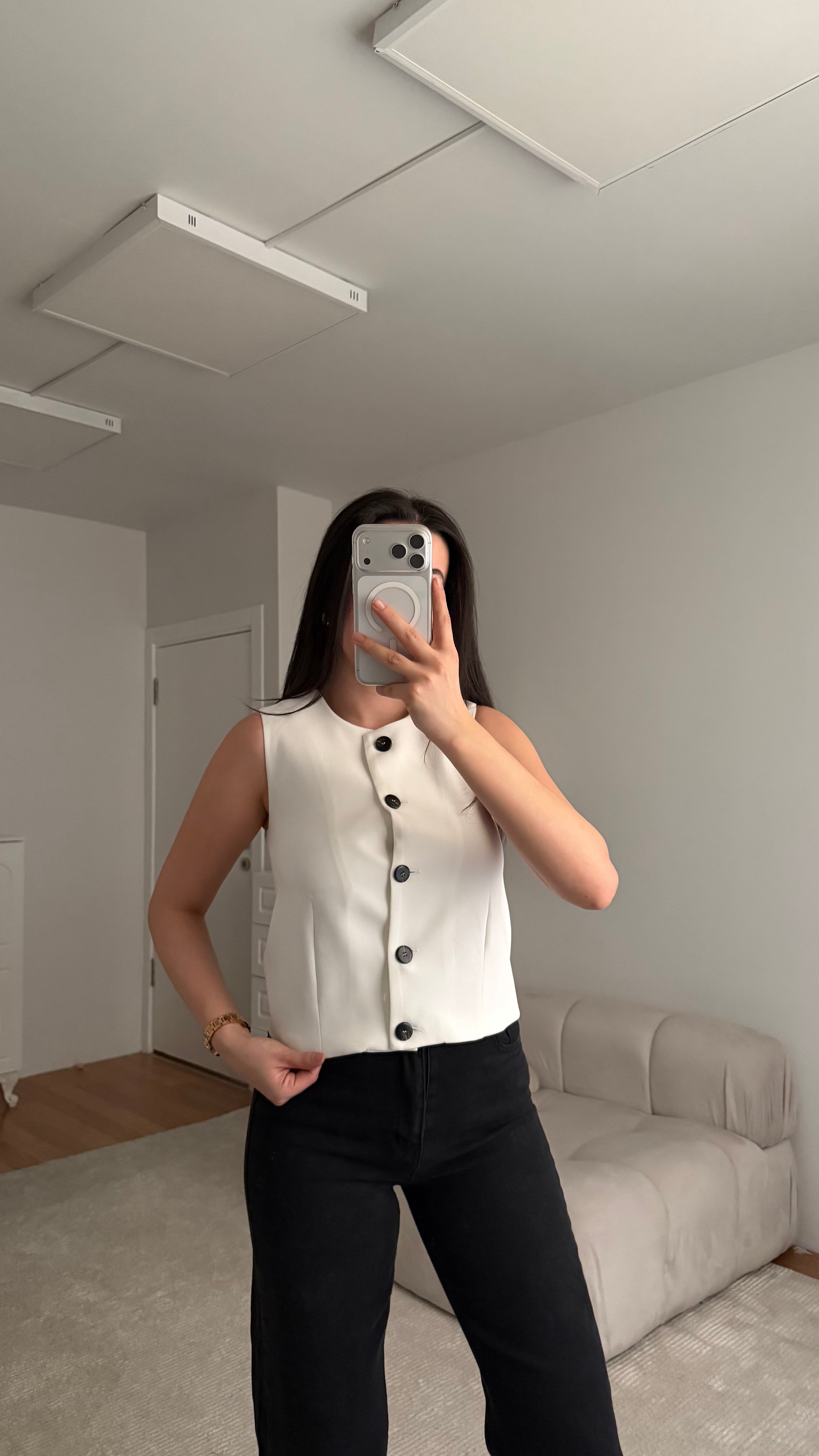 Marka Beyaz Premium Yelek